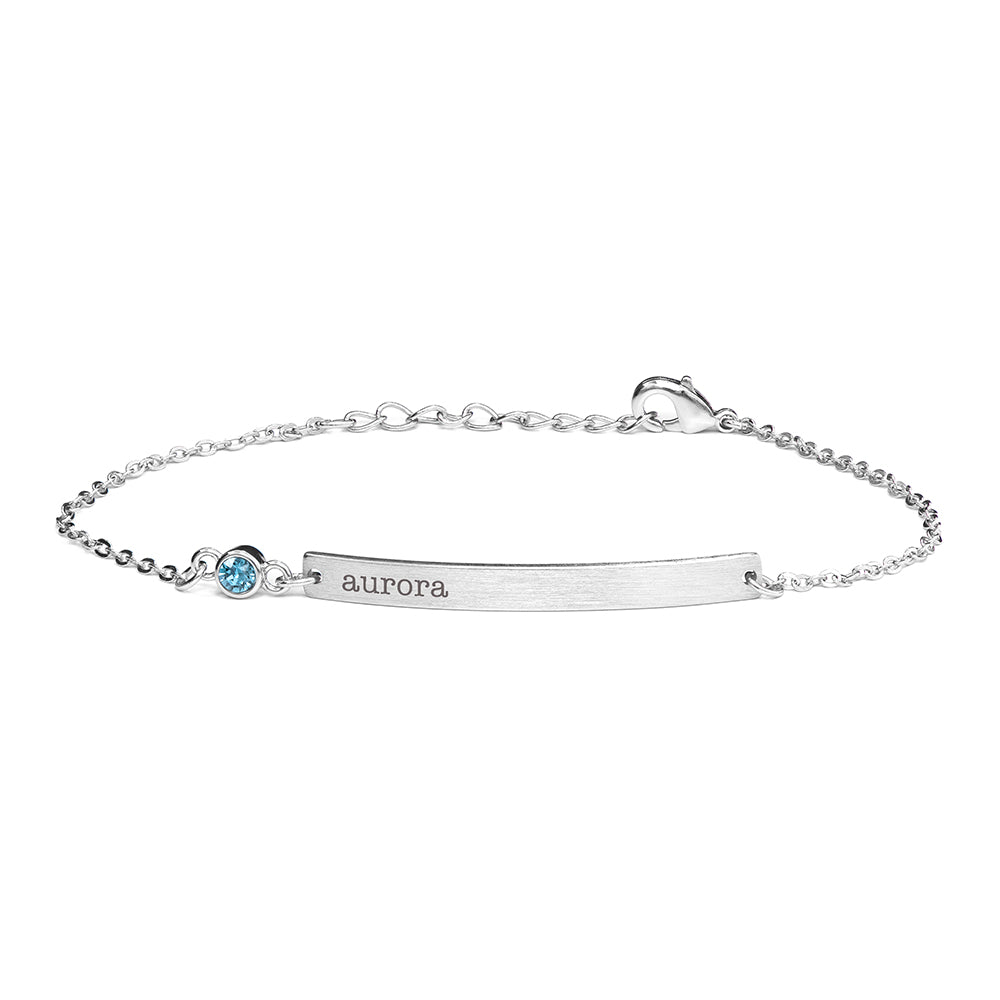 Personalized Silver Birthstone Swarovski Crystal Bracelet - Lovesakes