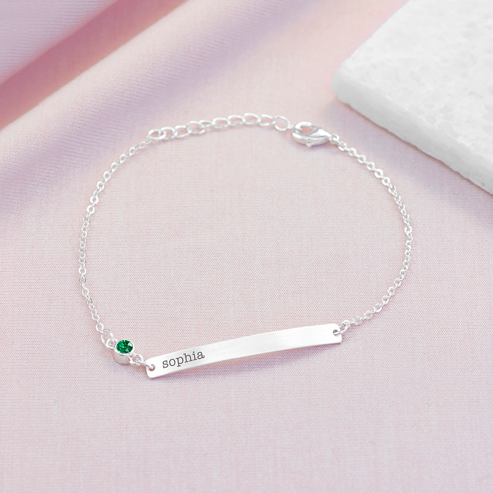 Personalized Silver Birthstone Swarovski Crystal Bracelet - Lovesakes