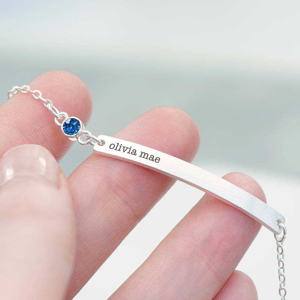 Personalized Silver Birthstone Swarovski Crystal Bracelet - Lovesakes