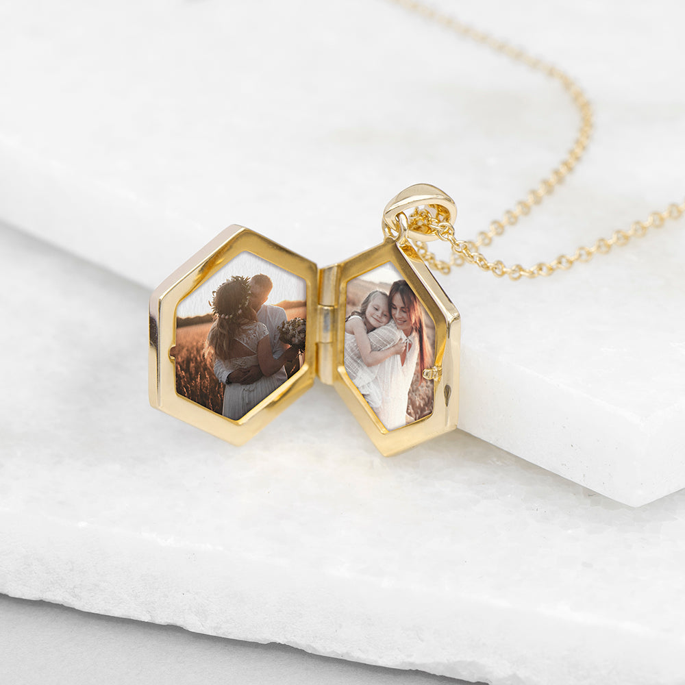 Personalized Hexagonal Photo Locket - Lovesakes