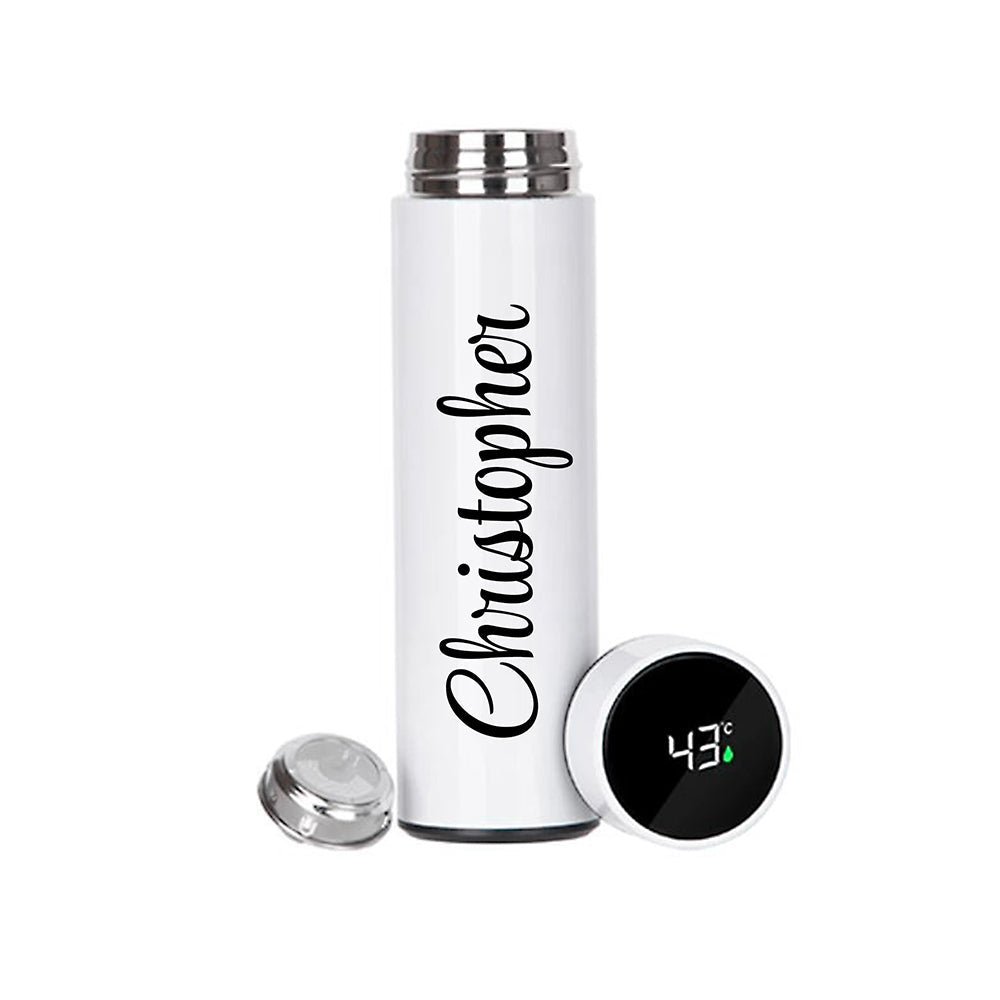 Personalized Thermos with Temperature Display in Black - Lovesakes