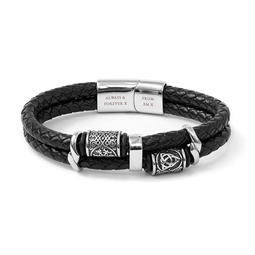 Personalized Men's Celtic Knot Leather Bracelet - Lovesakes