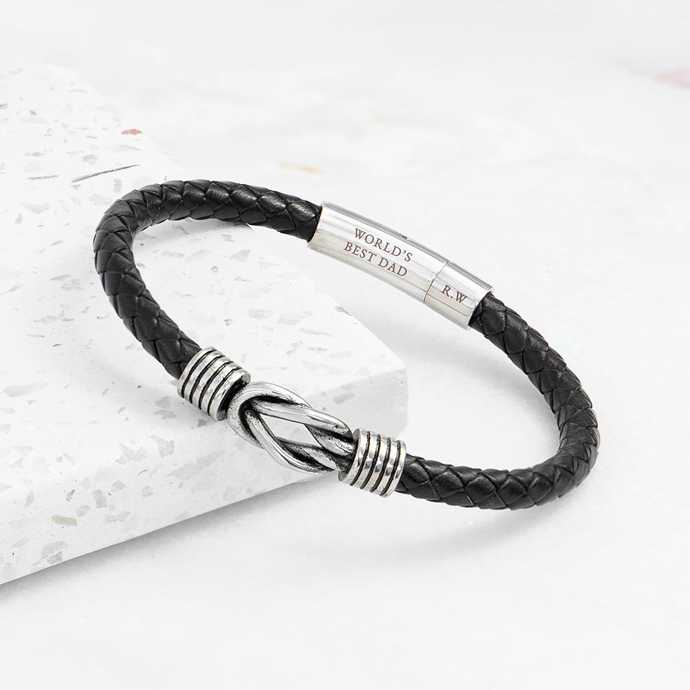 Personalized Men's Infinity Knot Leather Bracelet - Lovesakes