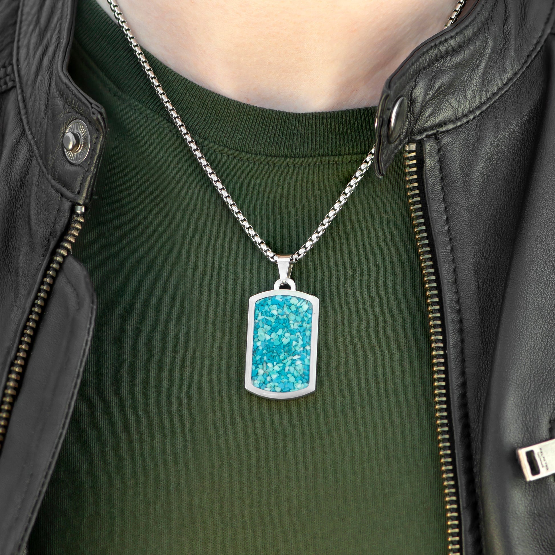 Custom Engraved Blue-Turquoise-Mens-Necklace