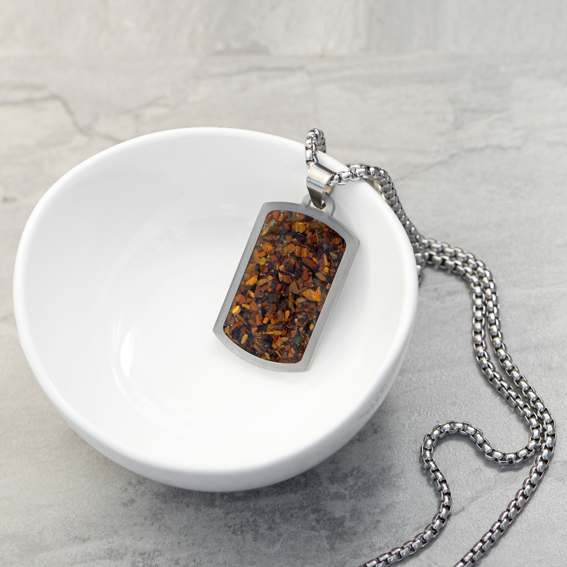 Personalized Men’s Dog Tag Gemstone Necklace | Custom Engraved Tigers-Eye-Necklace