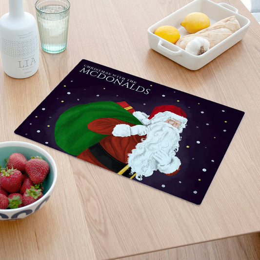 Personalised Christmas Santa Glass Worktop Saver