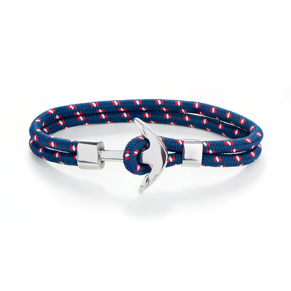 Personalized Men's Blue Rope Nautical Anchor Bracelet - Lovesakes