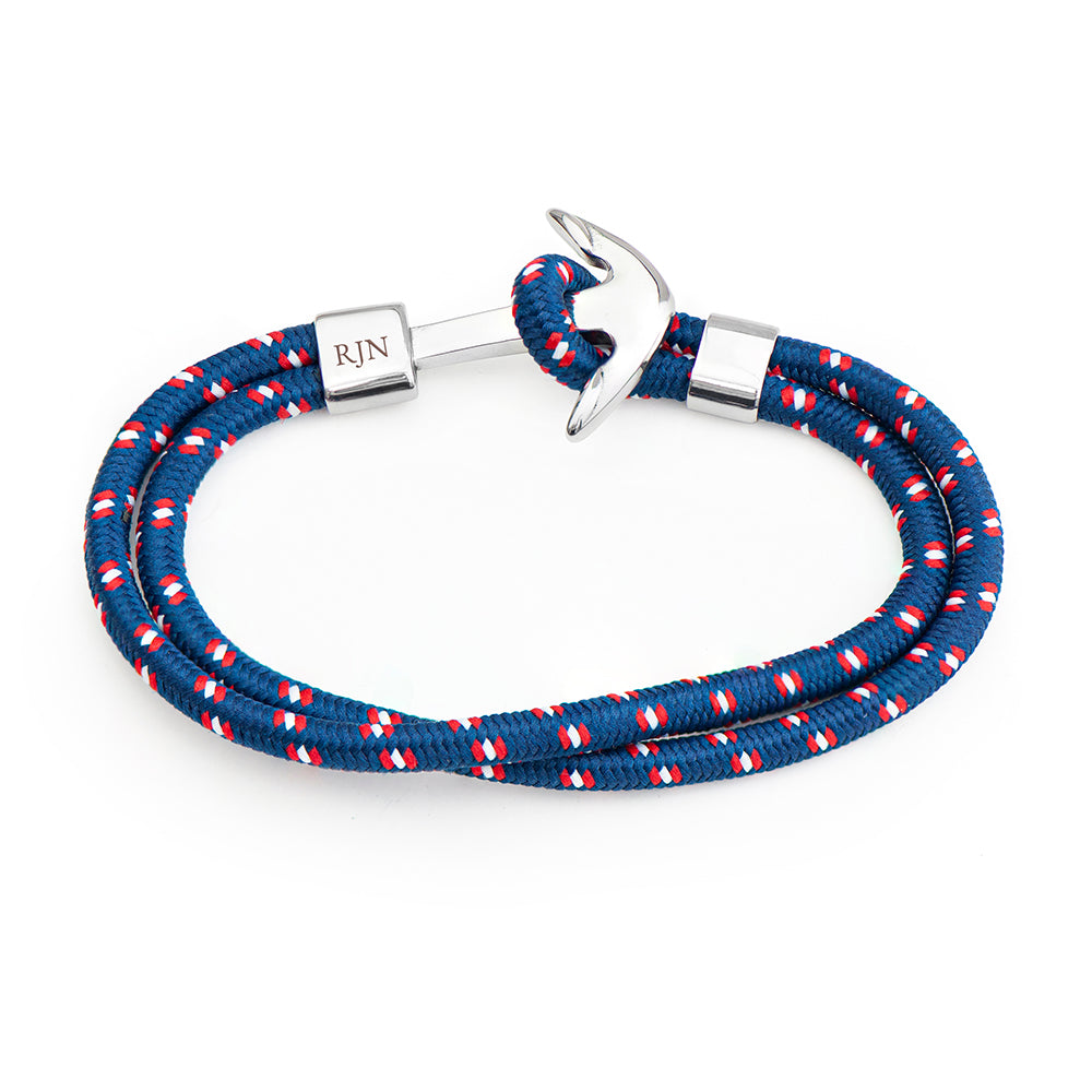 Personalized Men's Blue Rope Nautical Anchor Bracelet - Lovesakes