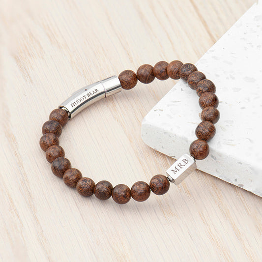 Engraved Men's Wooden Bracelet