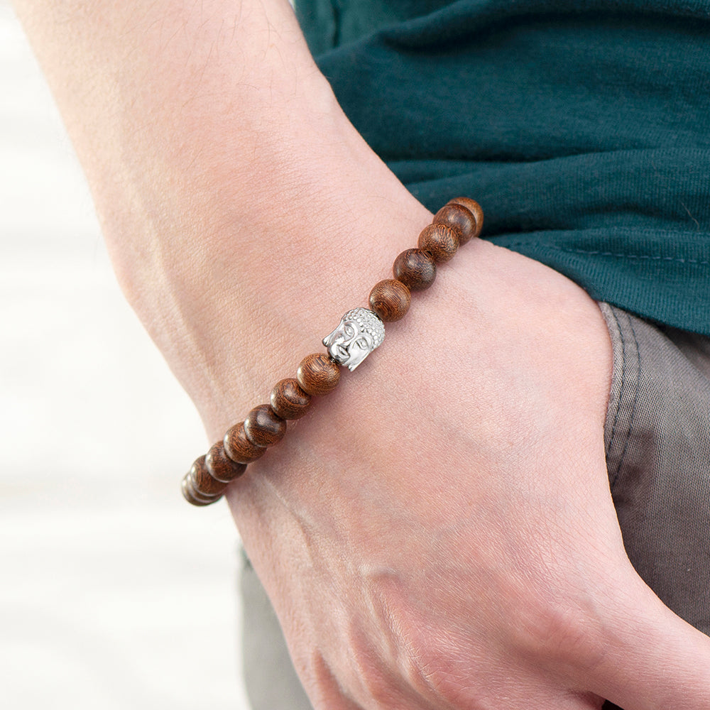 Personalized Men's Wooden Buddha Bracelet - Lovesakes