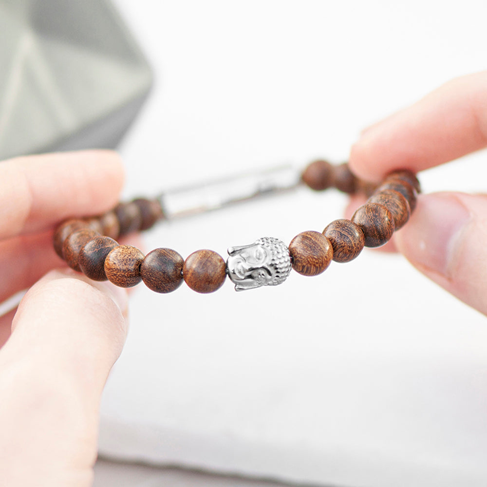 Personalized Men's Wooden Buddha Bracelet - Lovesakes