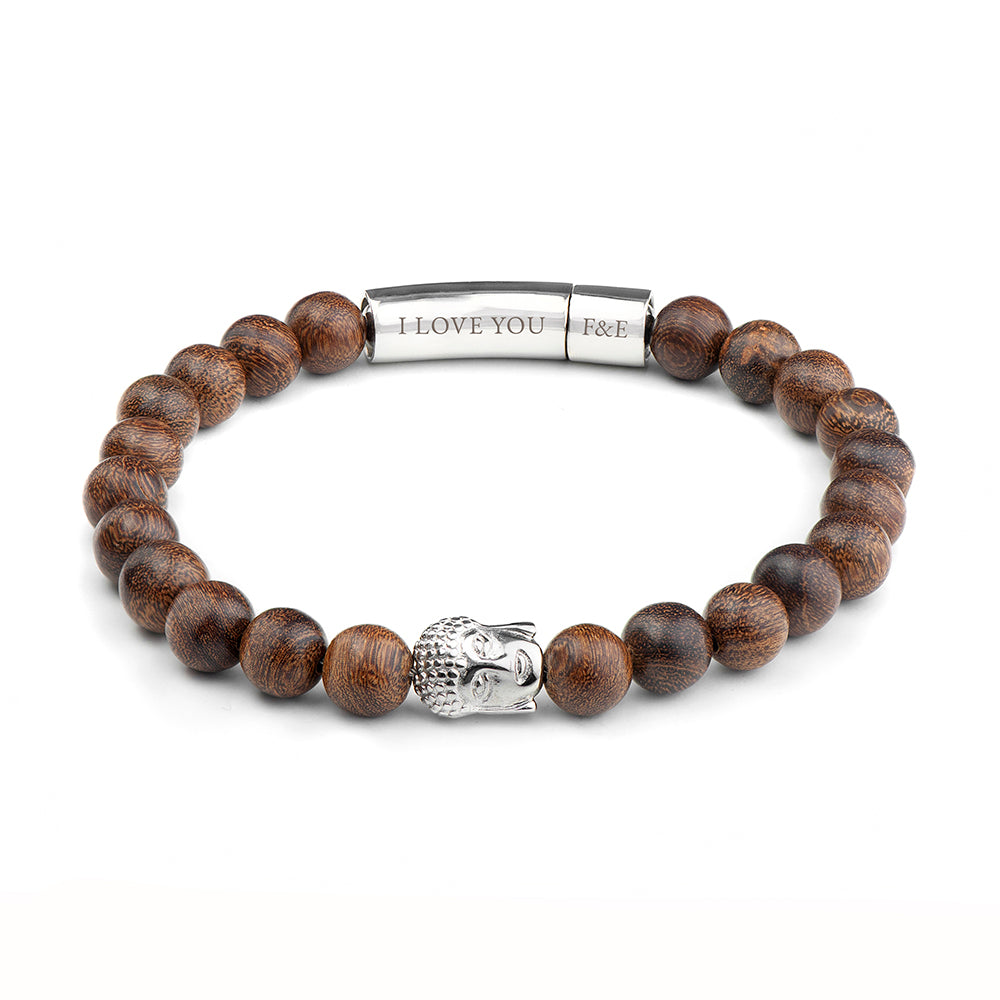 Personalized Men's Wooden Buddha Bracelet - Lovesakes