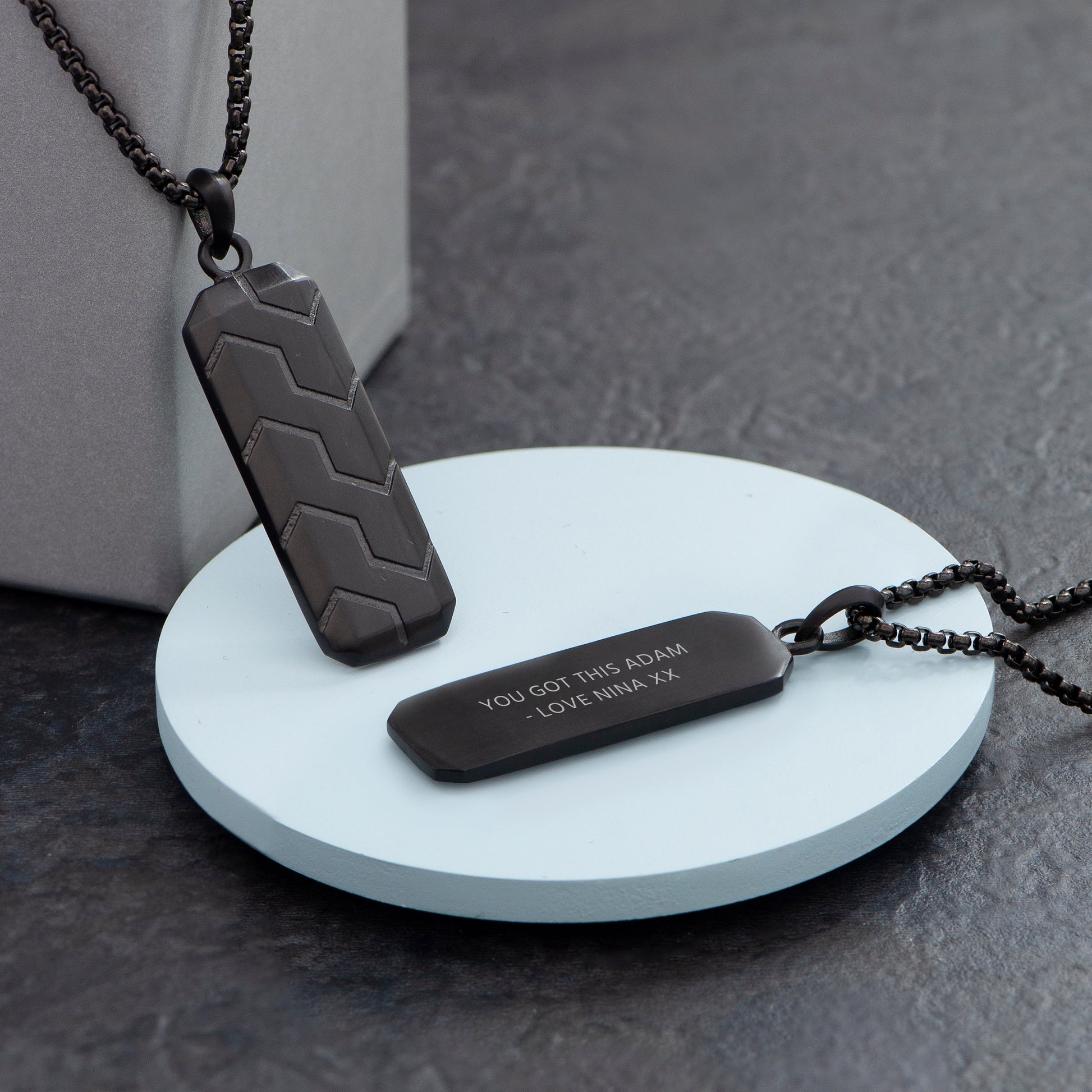 Personalized Men's Tyretread Stone Necklace - Lovesakes