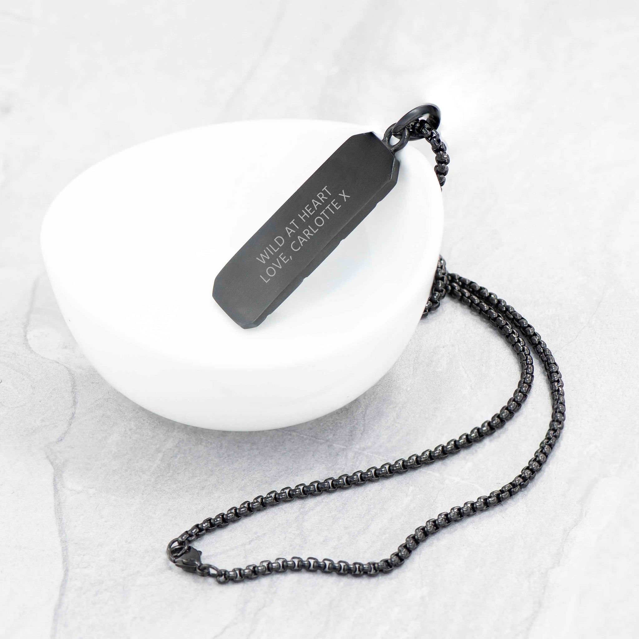 Engraved Men's Tyretread Stone Necklace