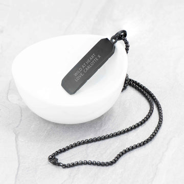 Engraved Men's Tyretread Stone Necklace