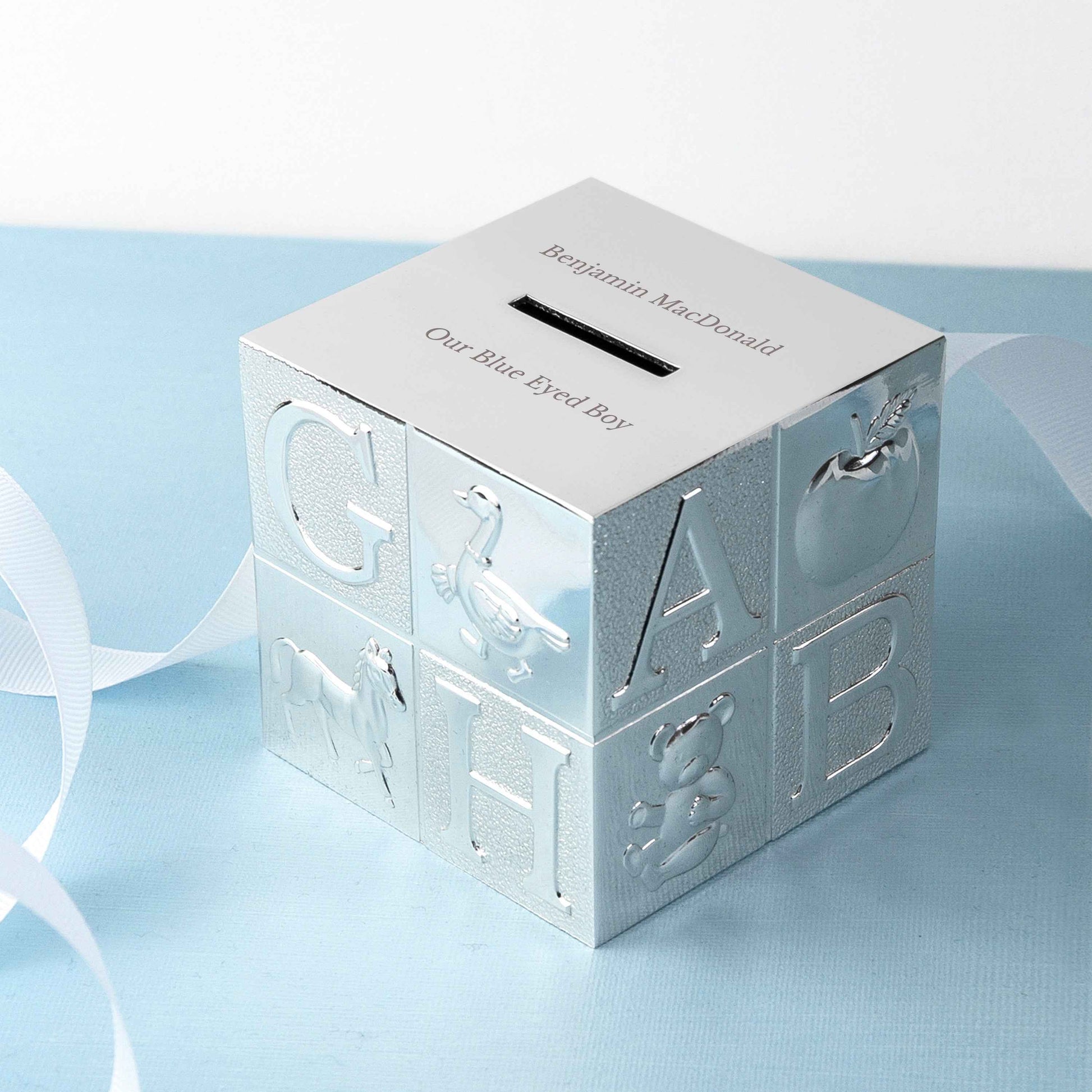 Engraved Silver Plated ABC Money Box