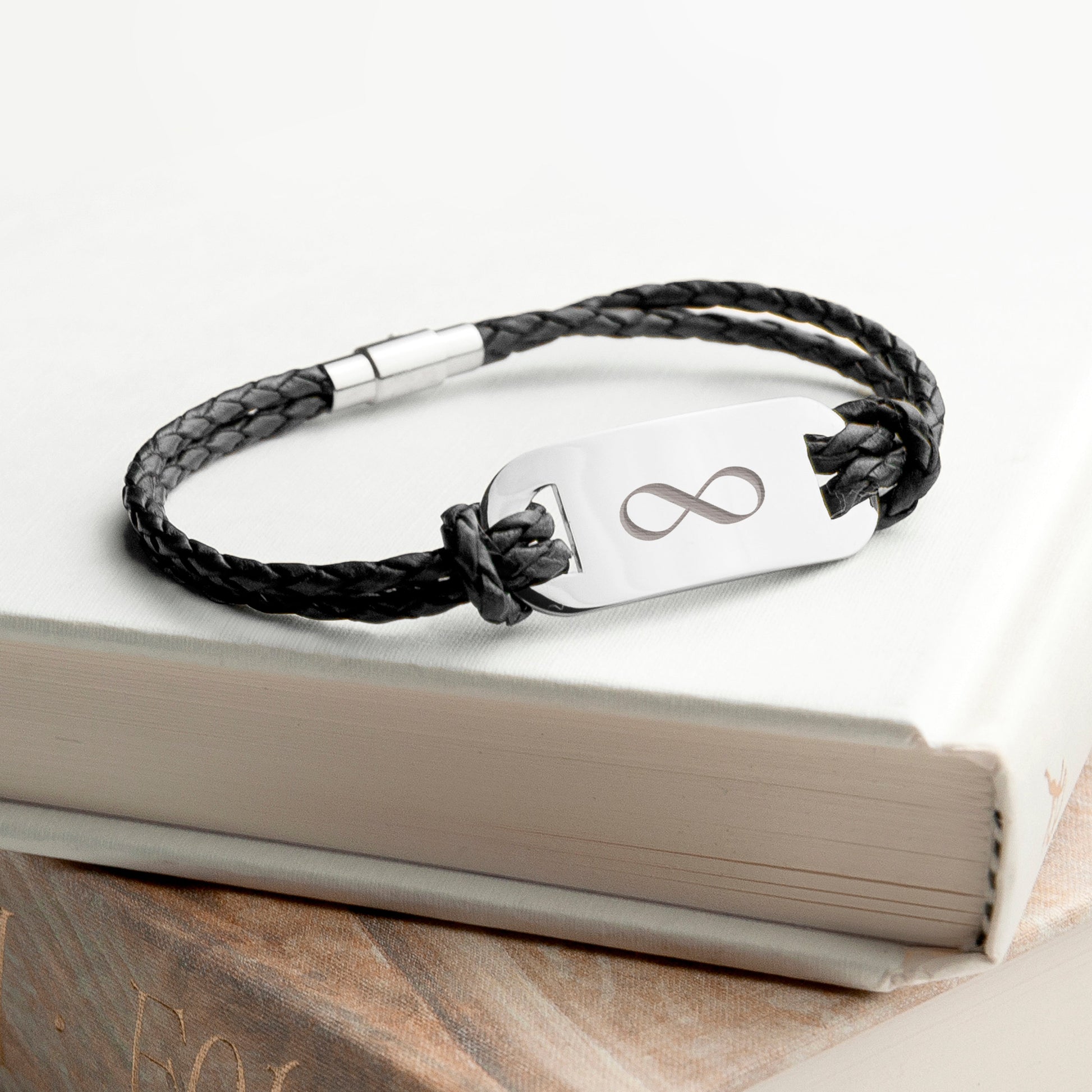 Personalized Men's Infinity Statement Leather Bracelet - Lovesakes