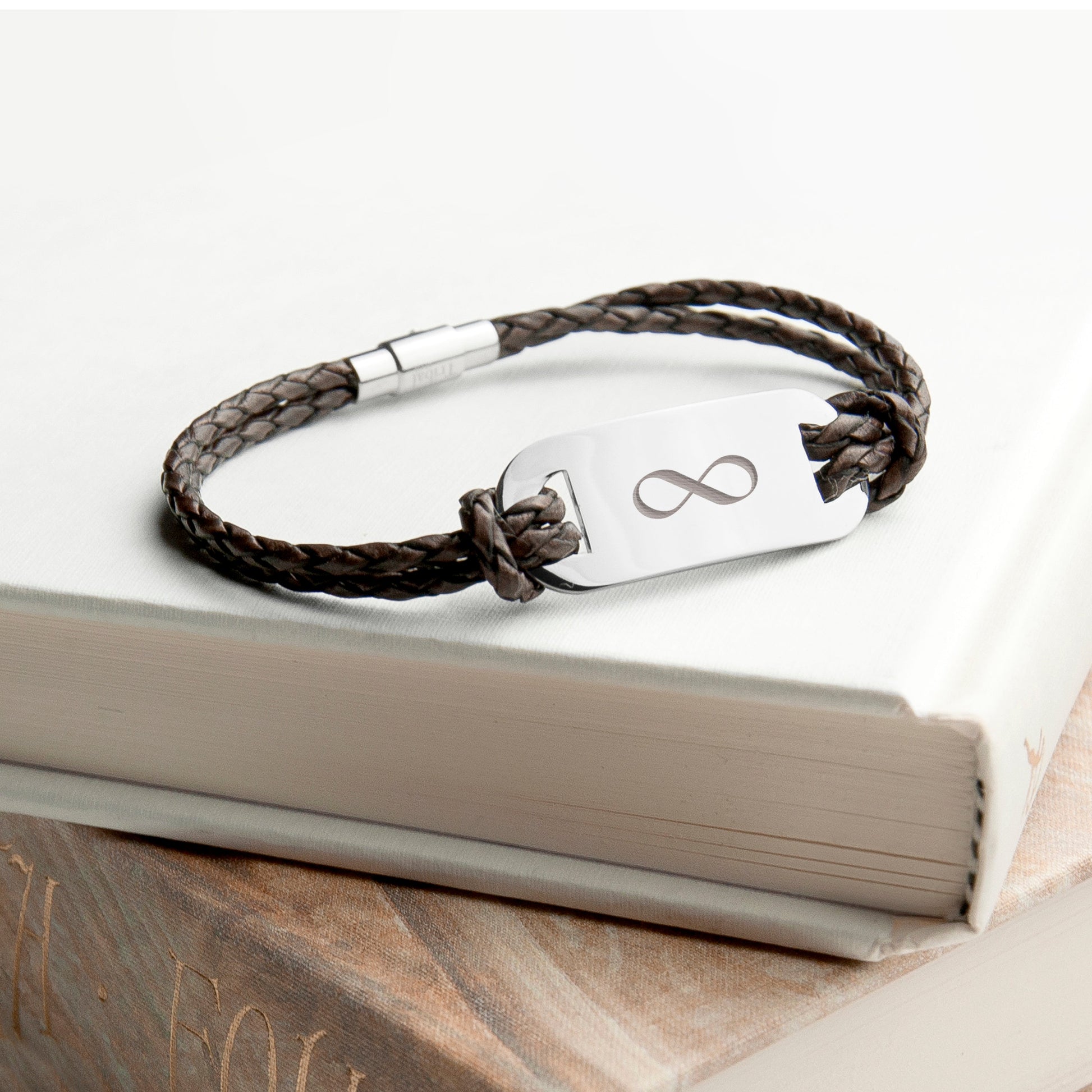 Personalized Men's Infinity Statement Leather Bracelet - Lovesakes