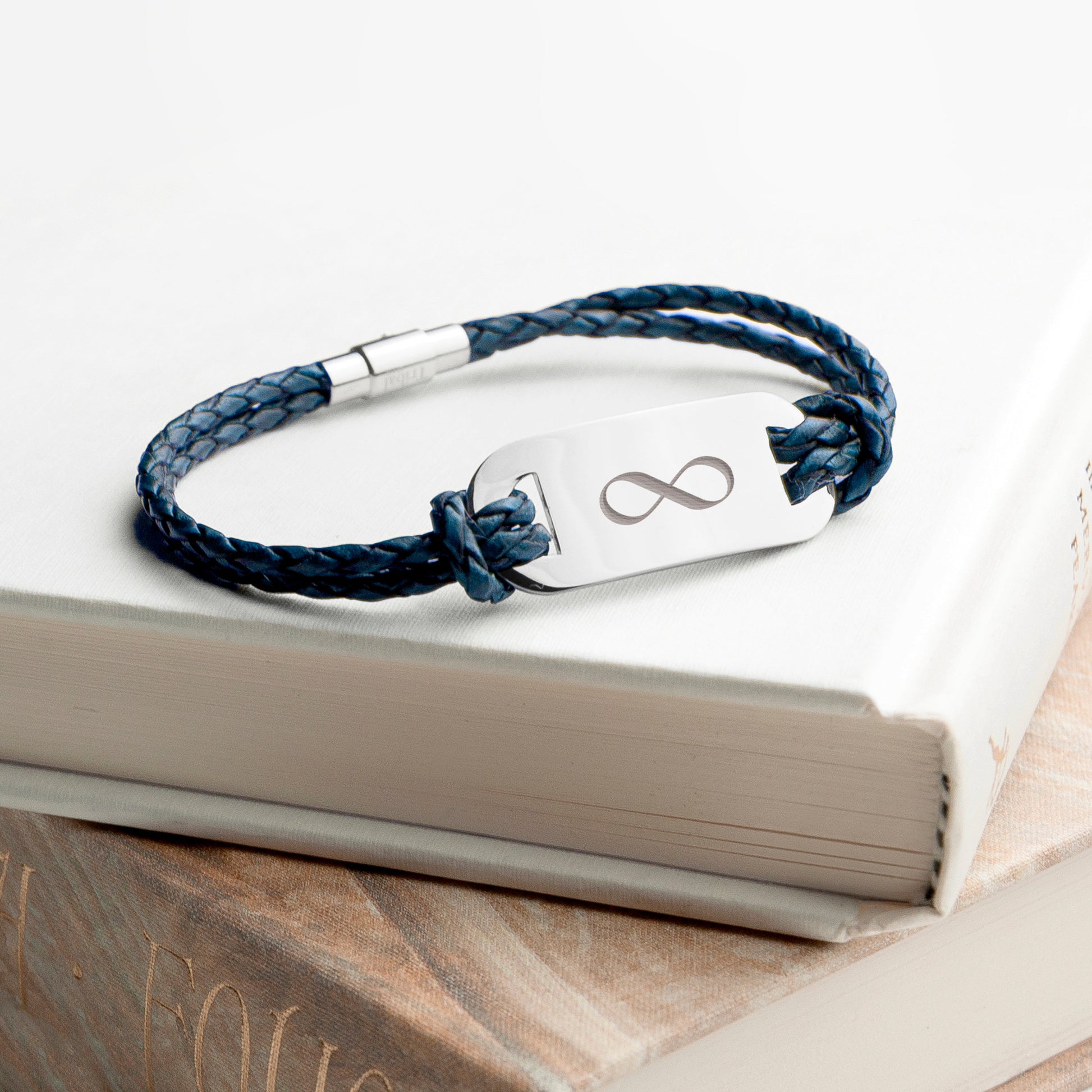 Personalized Men's Infinity Statement Leather Bracelet - Lovesakes