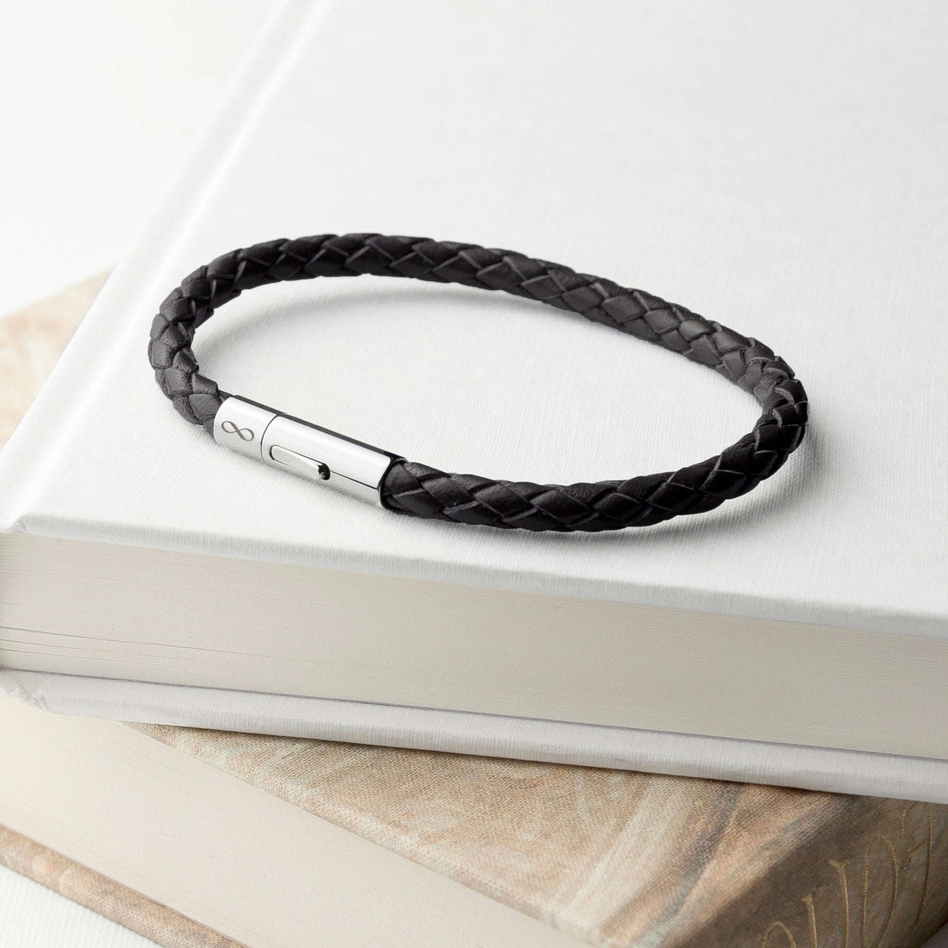 Personalized Men's Infinity Capsule Leather Bracelet - Lovesakes