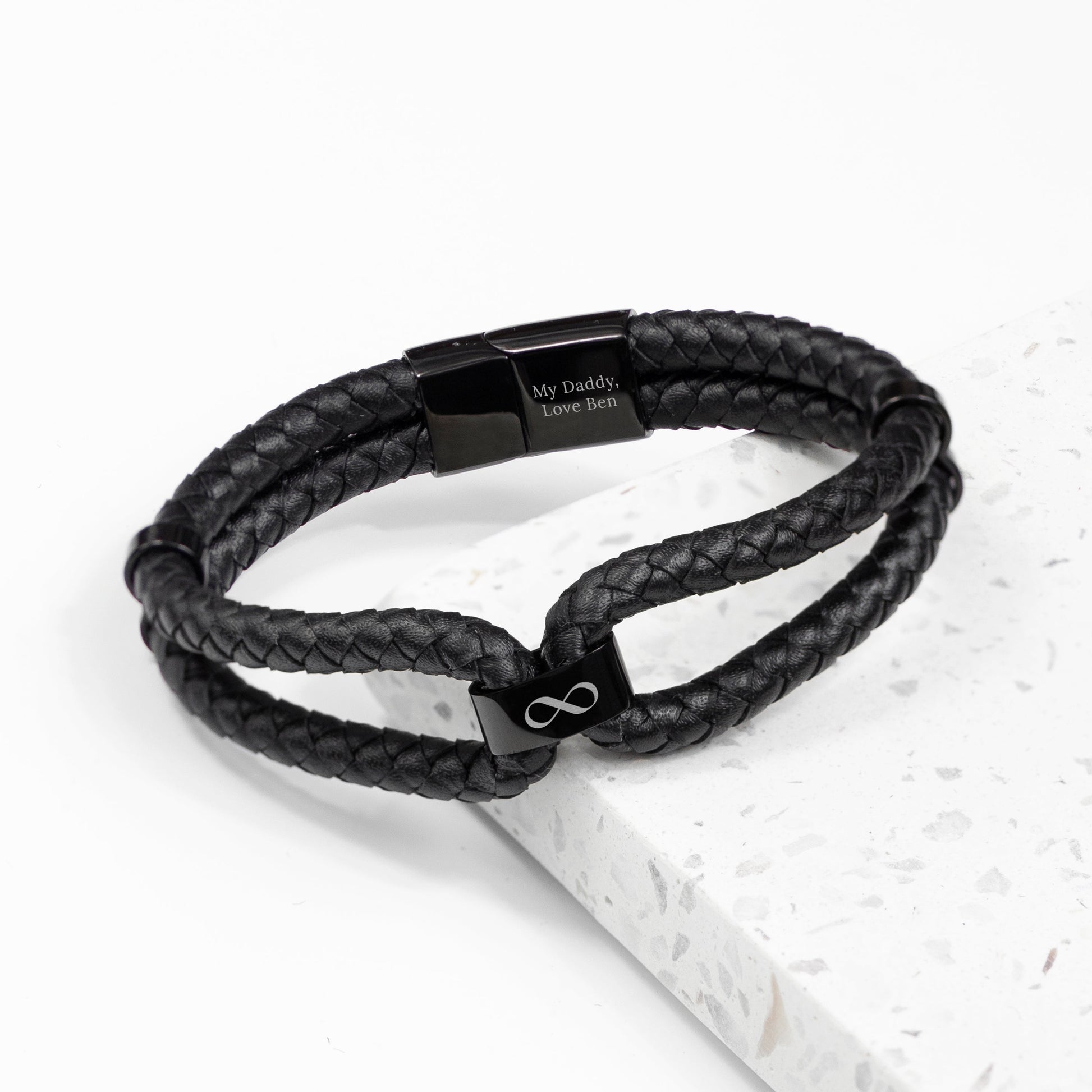 Personalized Men's Infinity Dual Leather Bracelet - Lovesakes