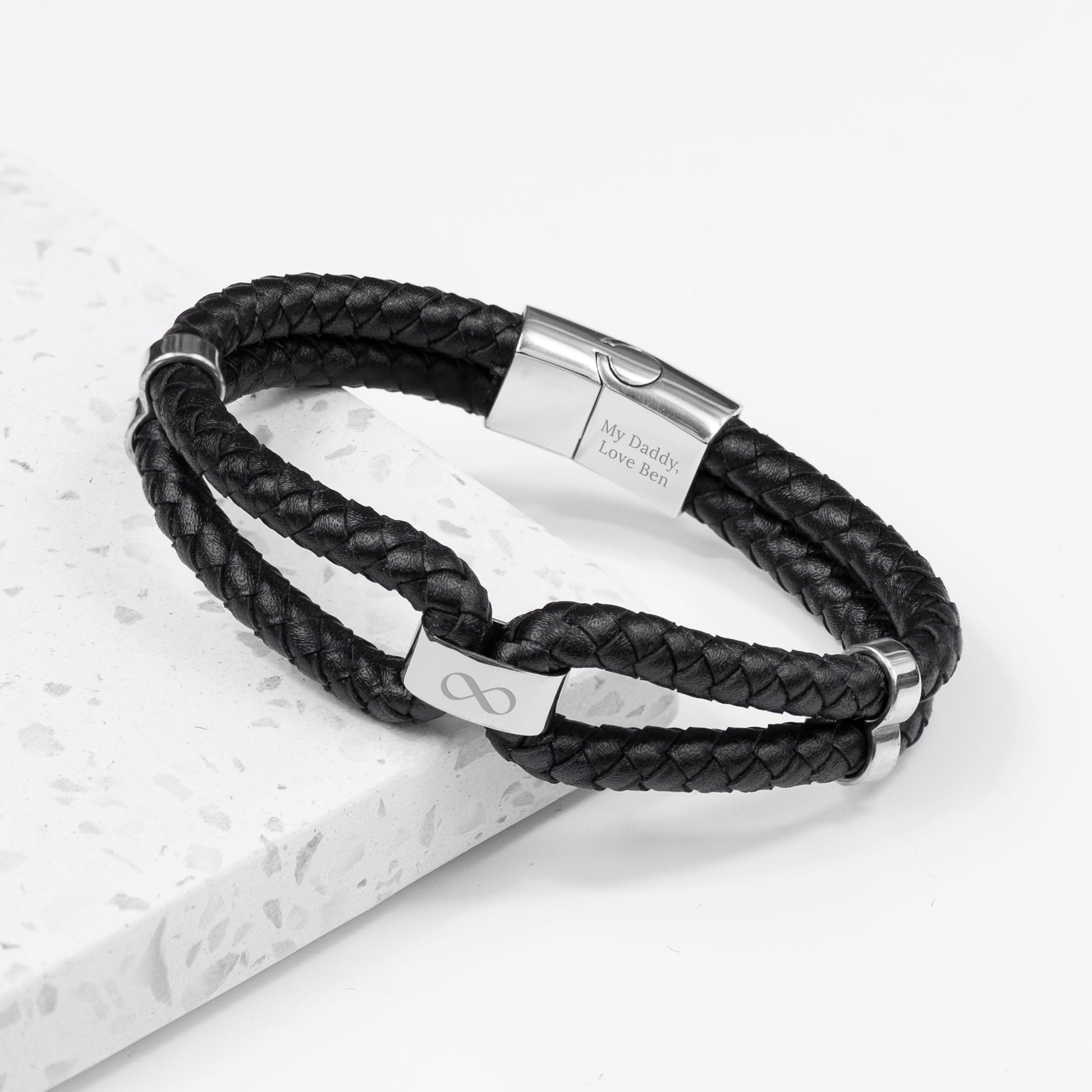 Personalized Men's Infinity Dual Leather Bracelet - Lovesakes