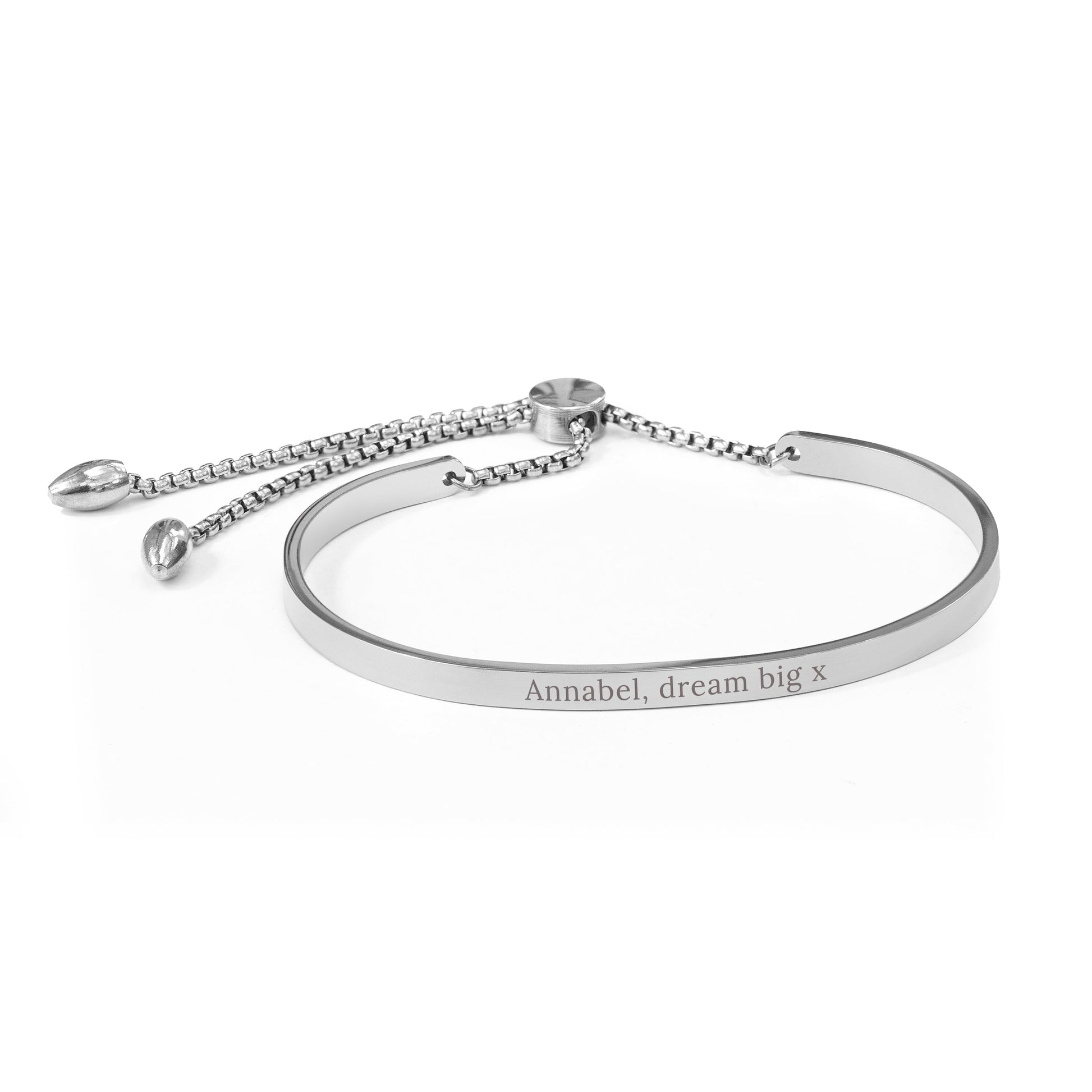 Personalized Silver Affirmation Bangle Bracelet - Lovesakes