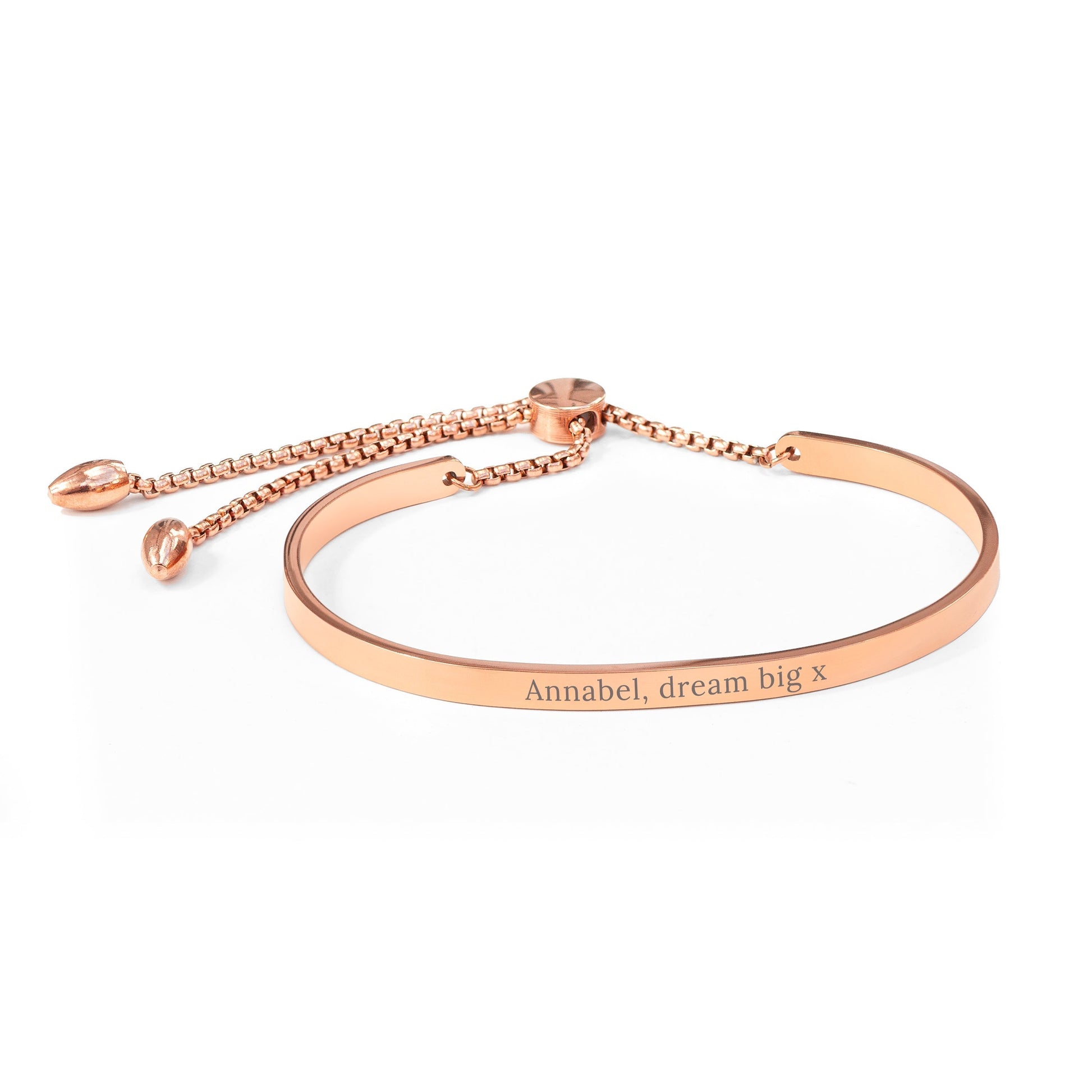 Personalized Rose Gold Affirmation Bangle Bracelet - Lovesakes