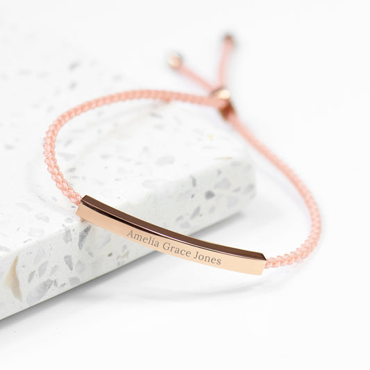 Engraved Rose Gold Identity Rope Bracelet