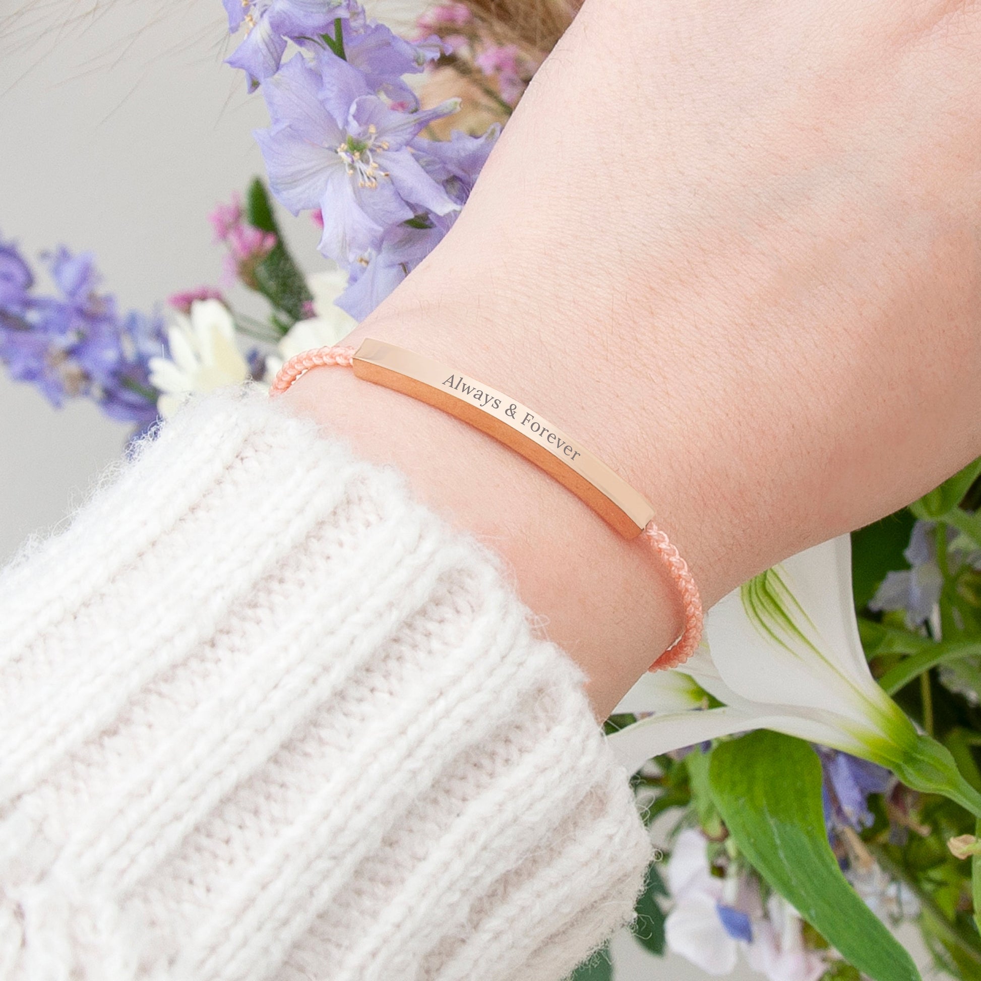 Personalized Rose Gold Identity Rope Bracelet - Lovesakes