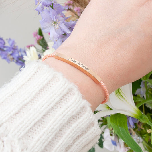 Engraved Rose Gold Identity Rope Bracelet