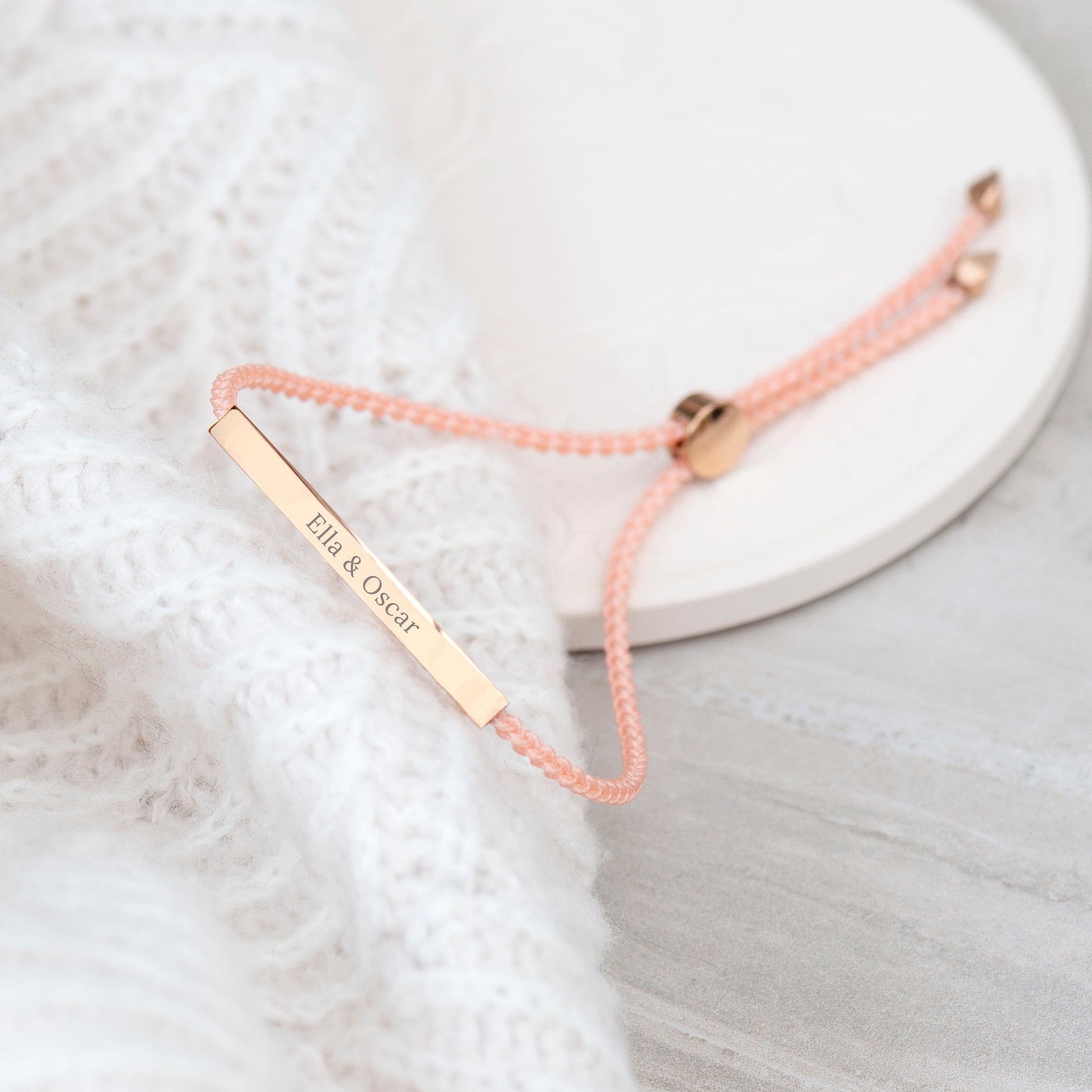 Personalized Rose Gold Identity Rope Bracelet - Lovesakes