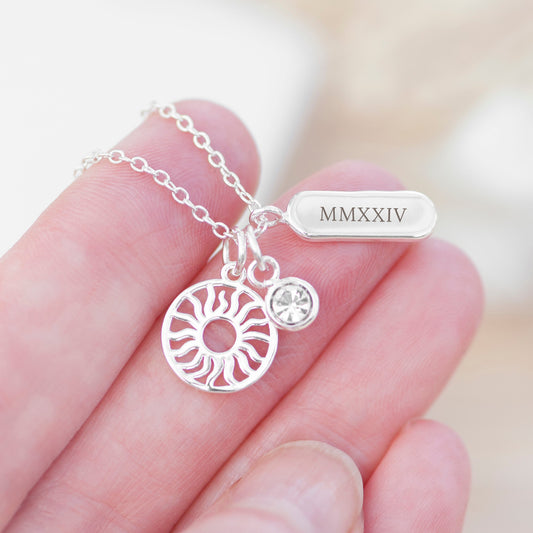 Engraved Eternal Sun Charms Necklace