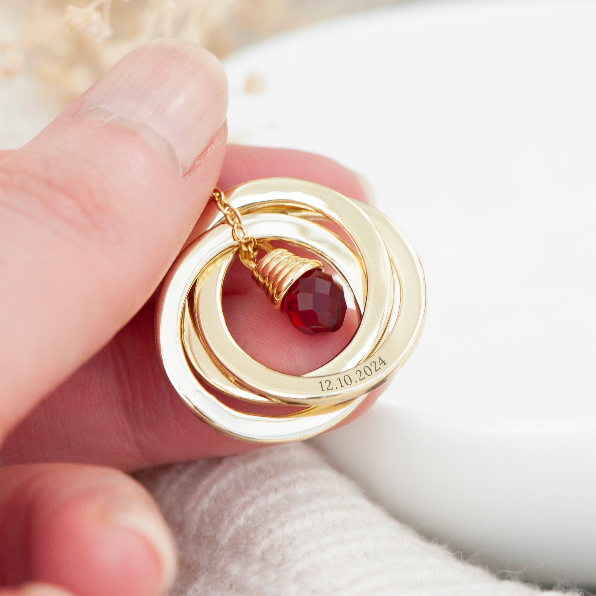 Personalized Russian Ring Garnet Necklace - Lovesakes