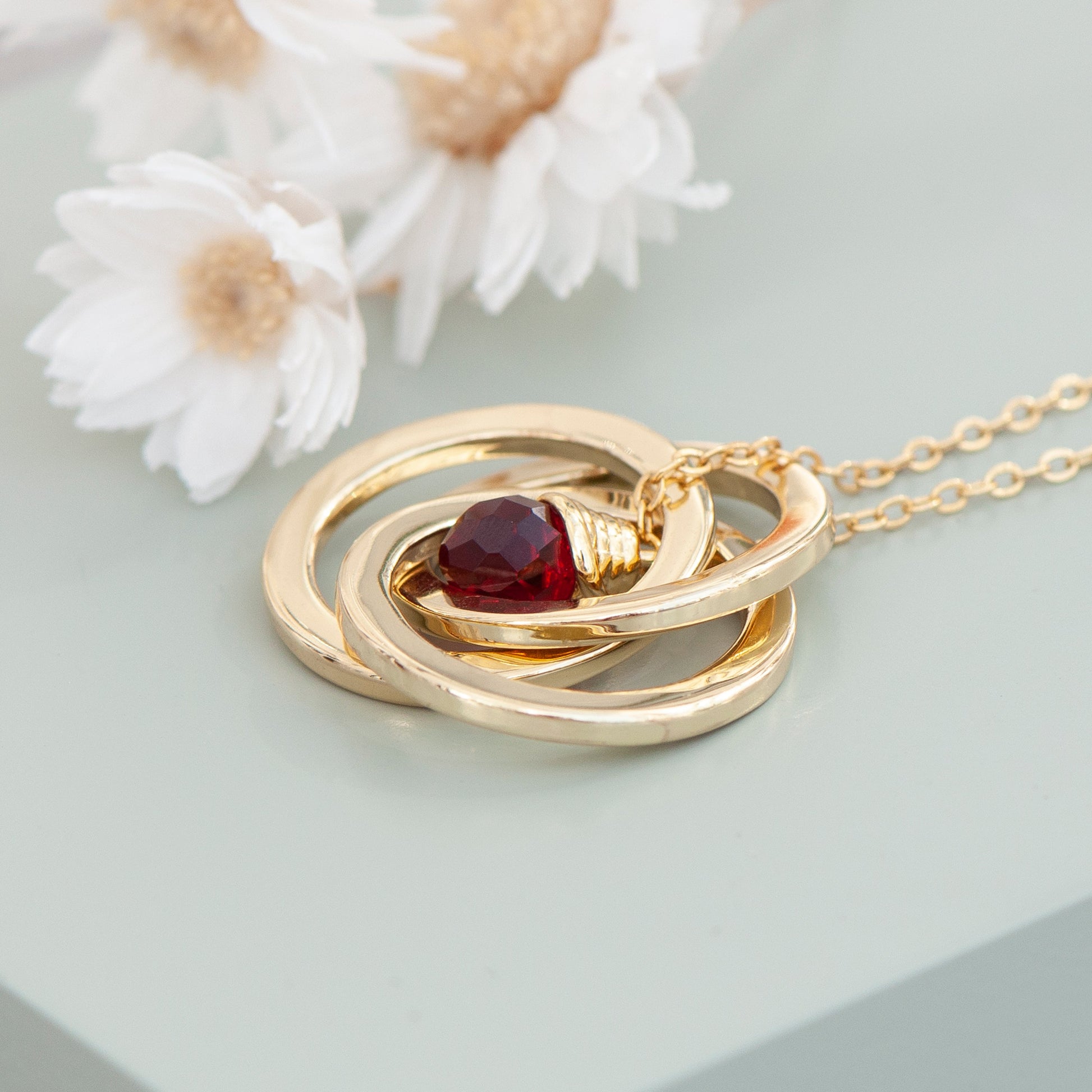 Personalized Russian Ring Garnet Necklace - Lovesakes