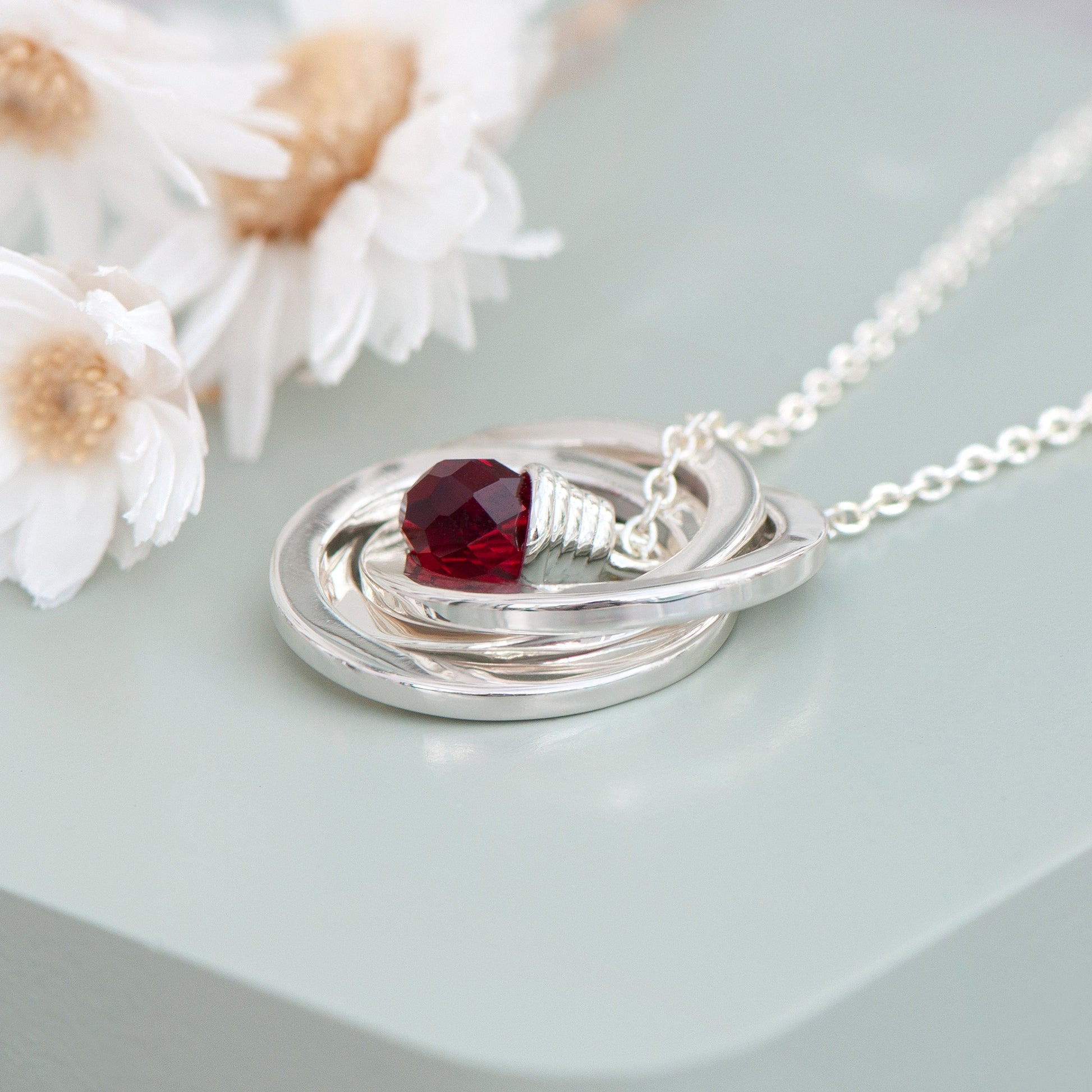 Personalized Russian Ring Garnet Necklace - Lovesakes