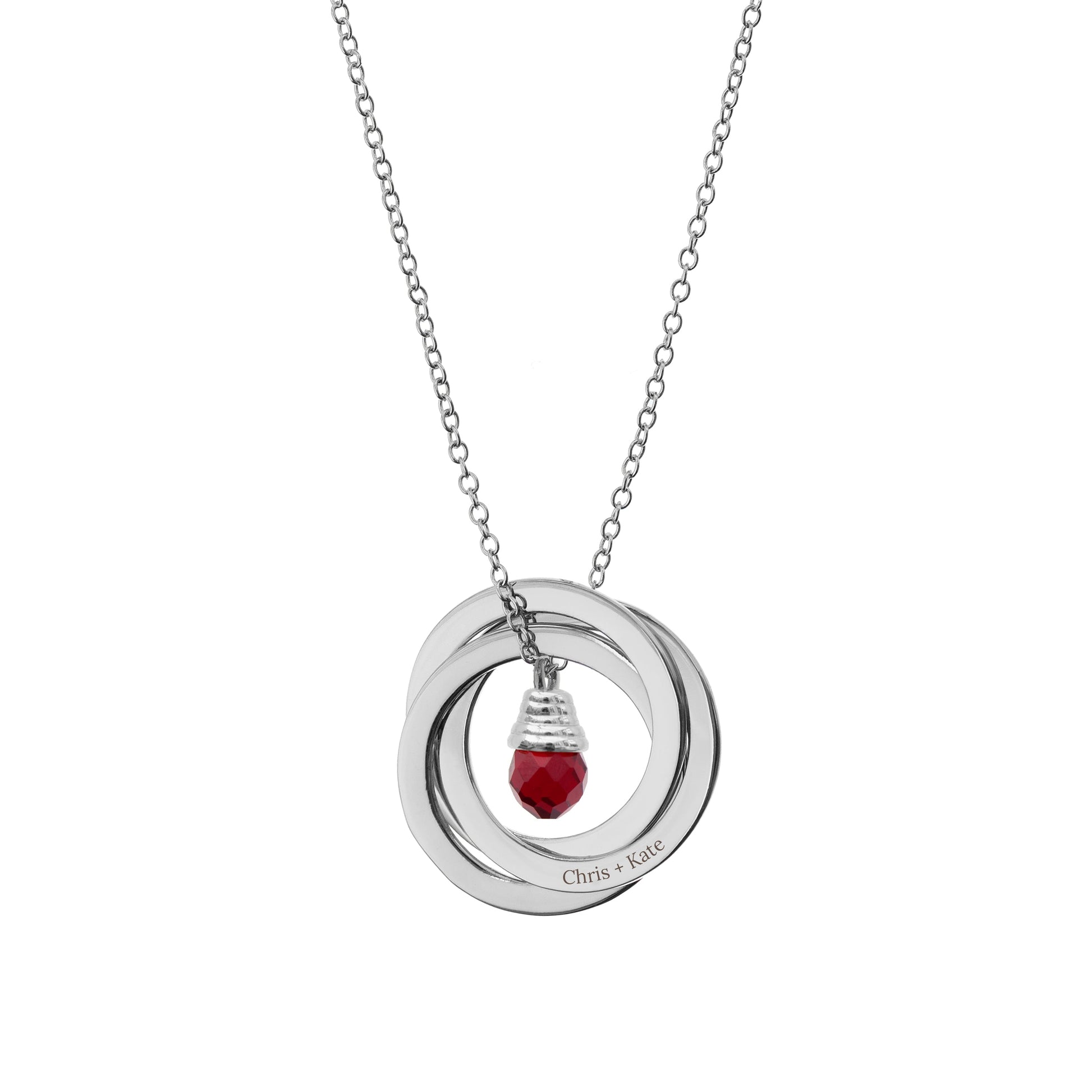 Personalized Russian Ring Garnet Necklace - Lovesakes