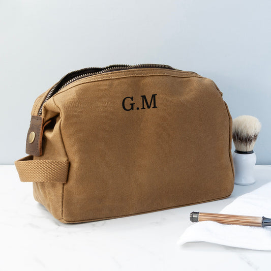 Personalized Vintage Canvas Wash Bag