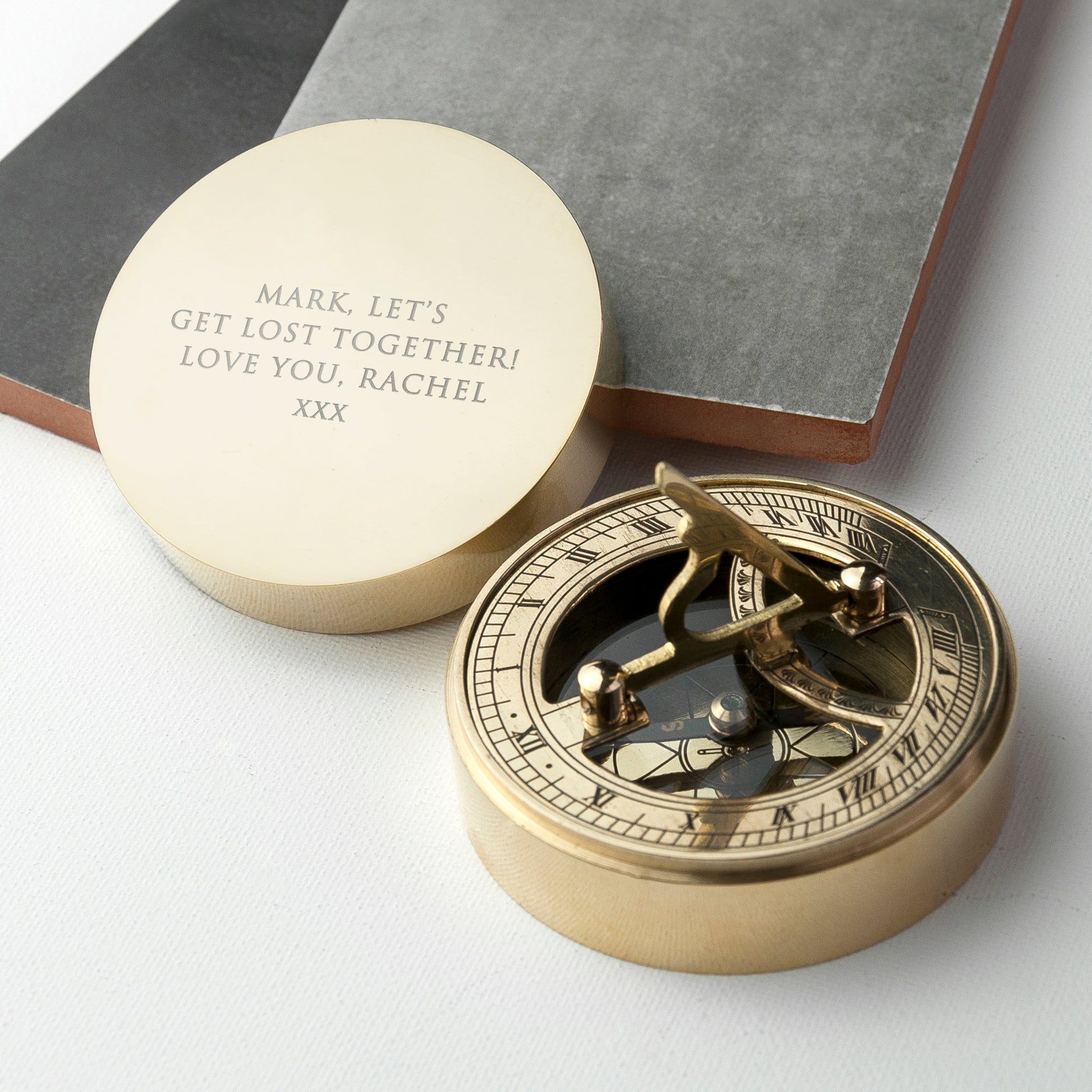 Personalized Adventurer's Brass Sundial and Compass - Lovesakes