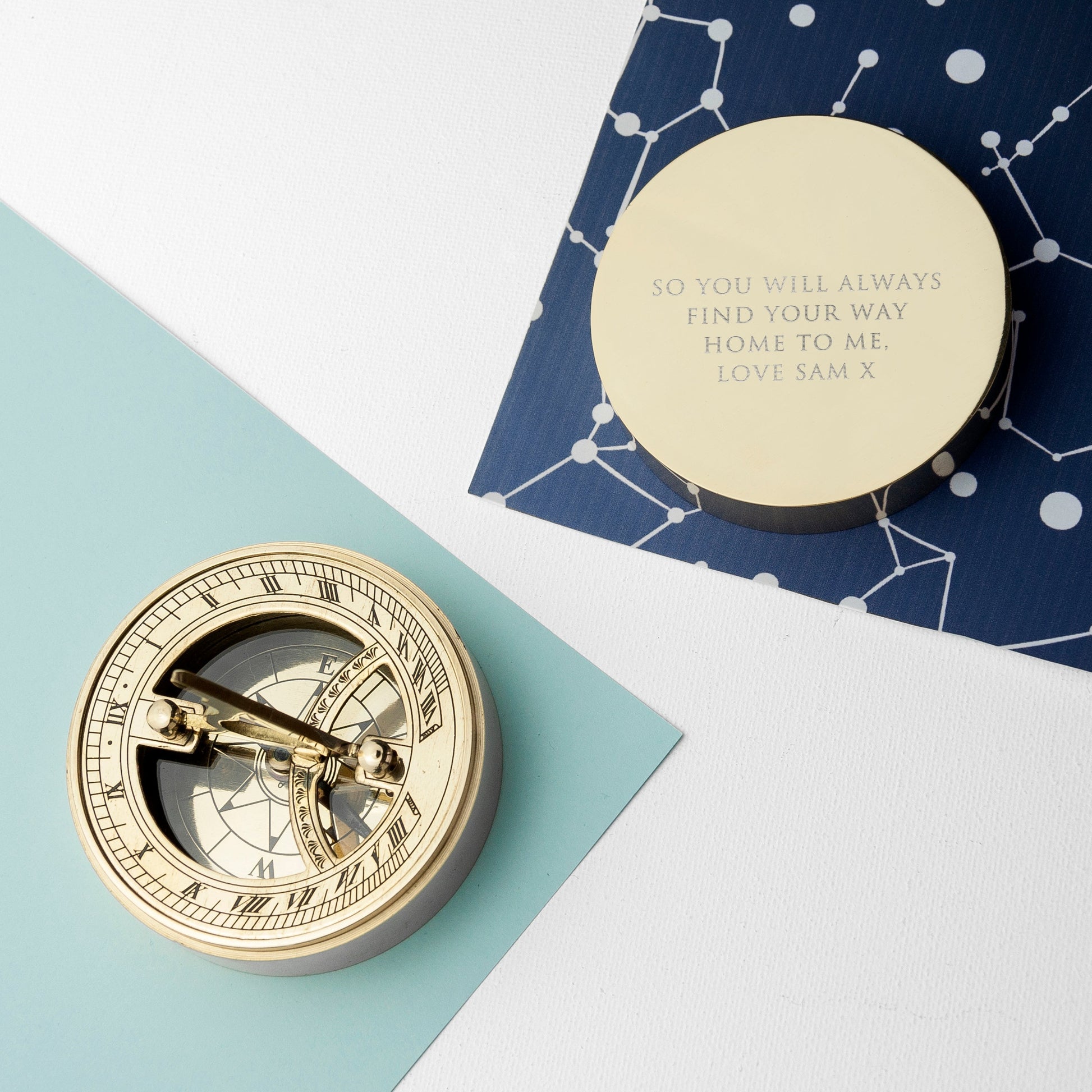 Personalized Adventurer's Brass Sundial and Compass - Lovesakes