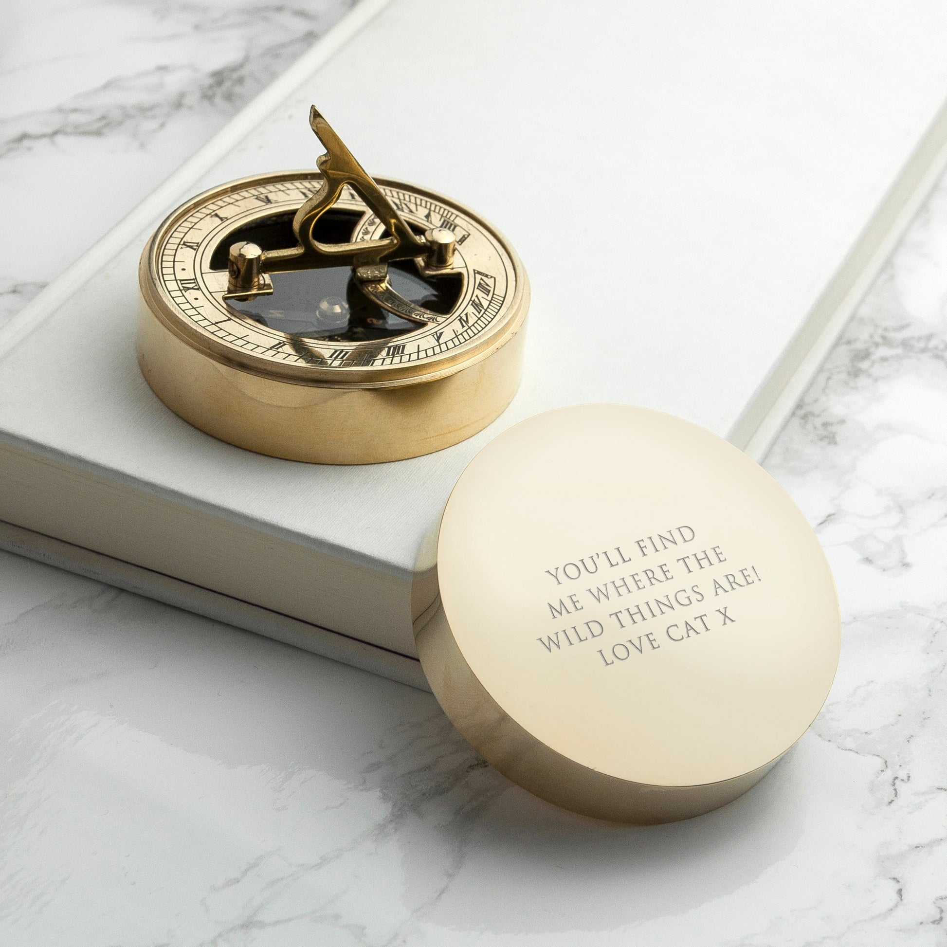 Personalized Adventurer's Brass Sundial and Compass - Lovesakes