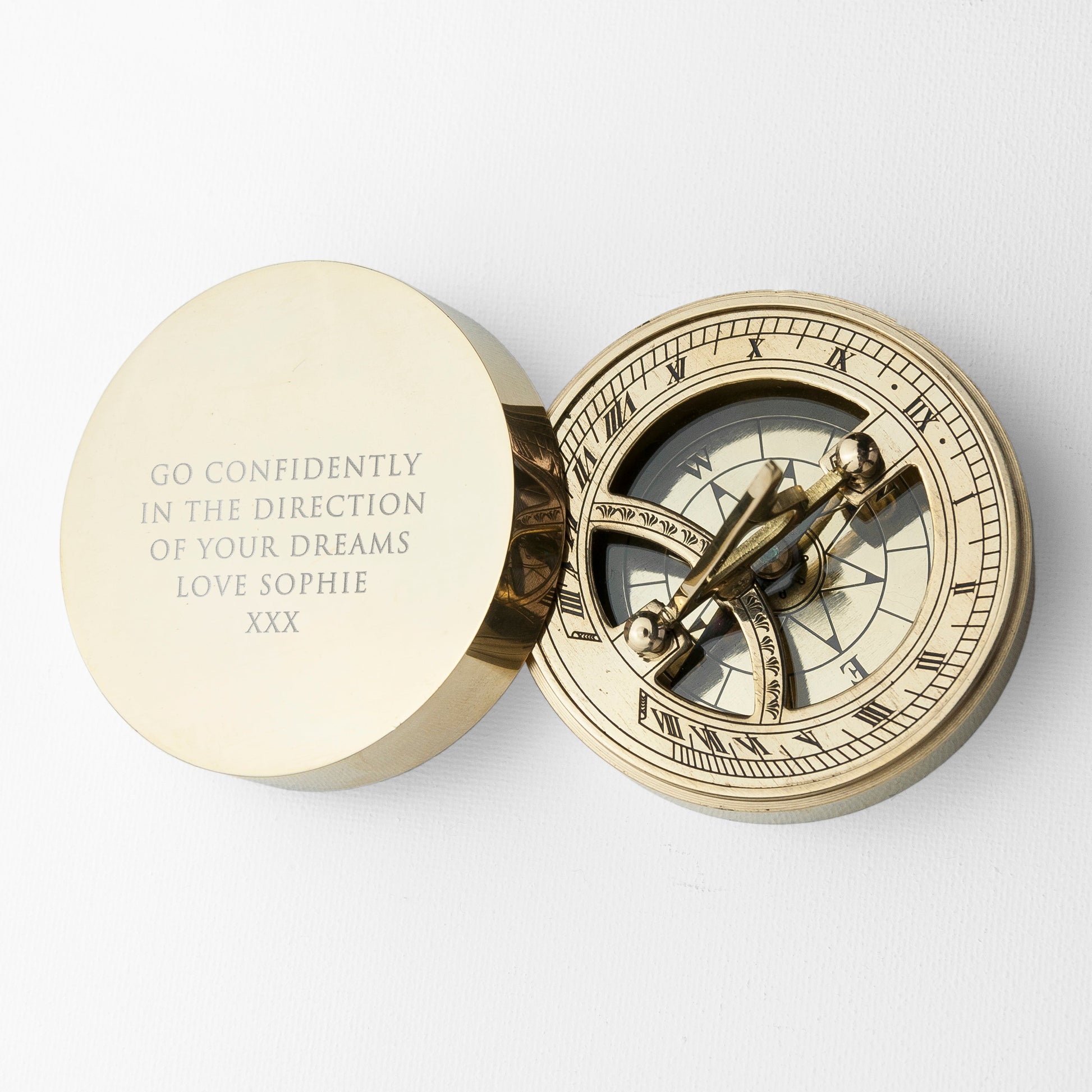 Personalized Adventurer's Brass Sundial and Compass - Lovesakes