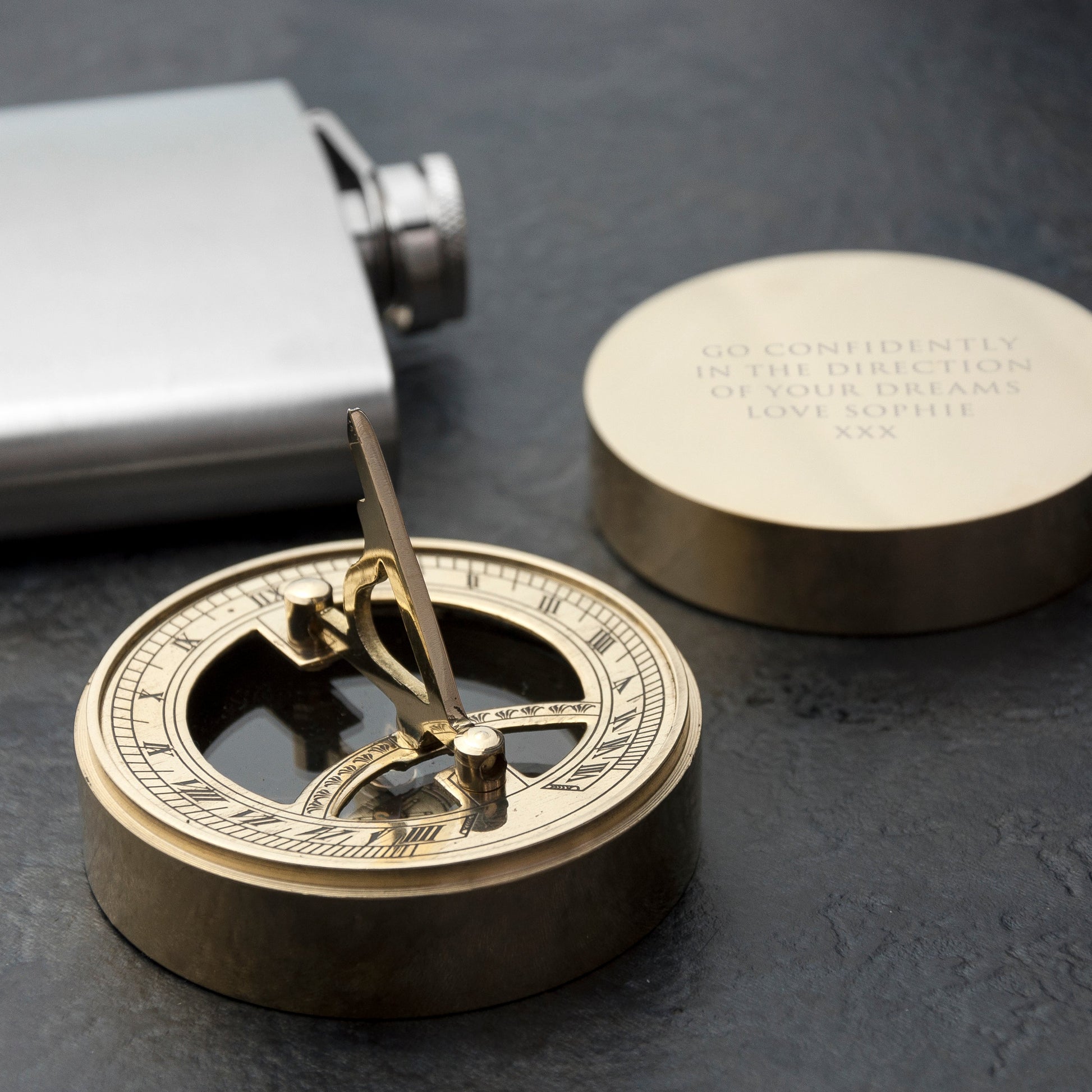 Personalized Adventurer's Brass Sundial and Compass - Lovesakes