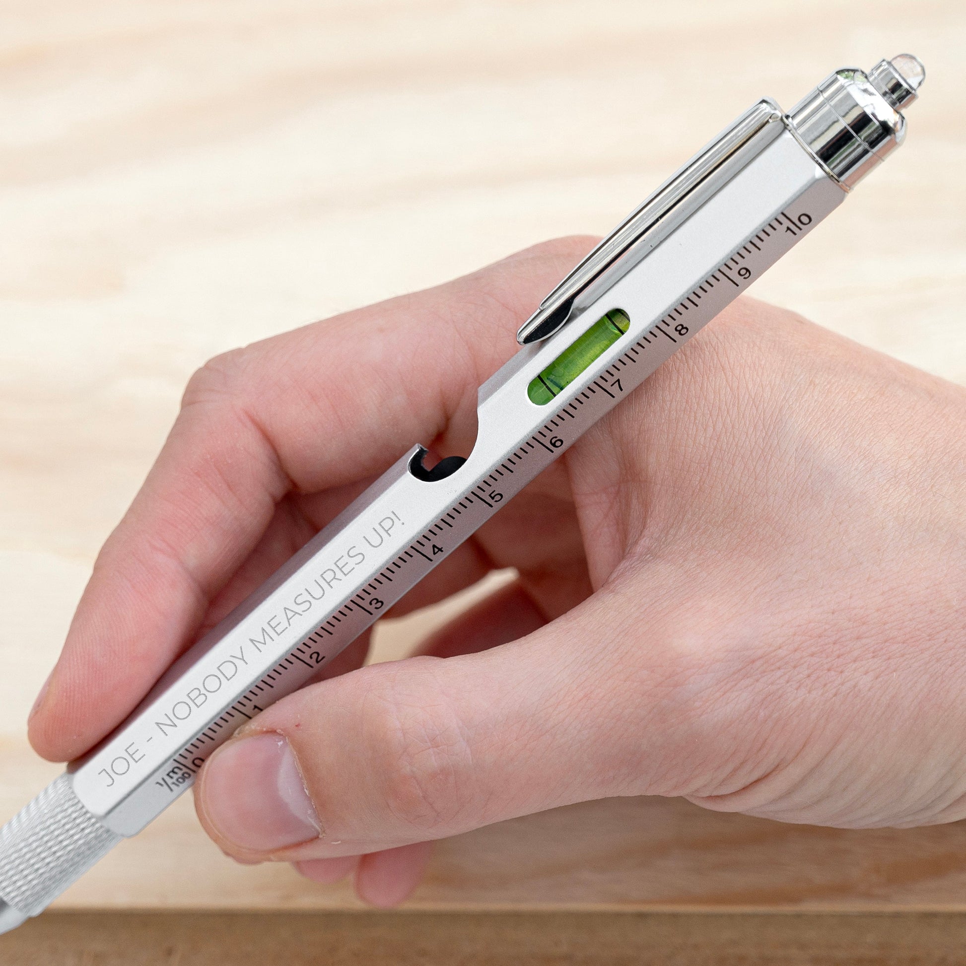Custom Engraved Spirit Level Multitool Pen with LED Torch