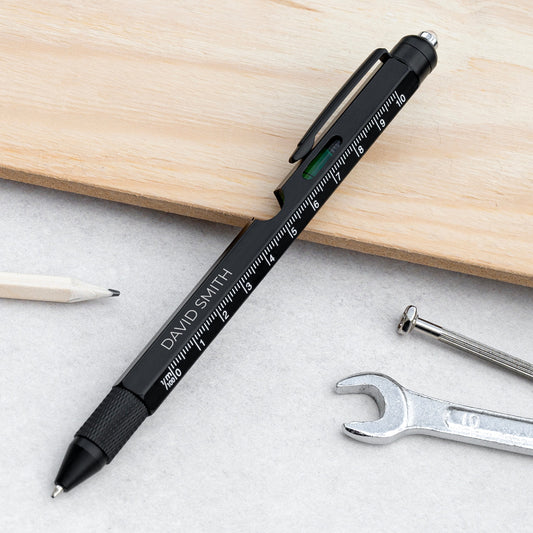 Custom Engraved Spirit Level Multitool Pen with LED Torch