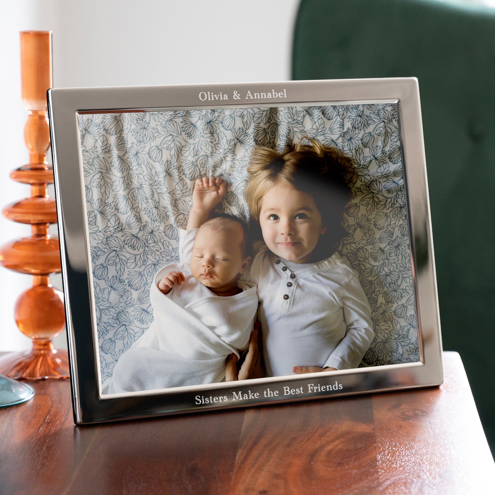 : Personalized Silver Landscape Picture Frame | Engraved Horizontal Photo Frame