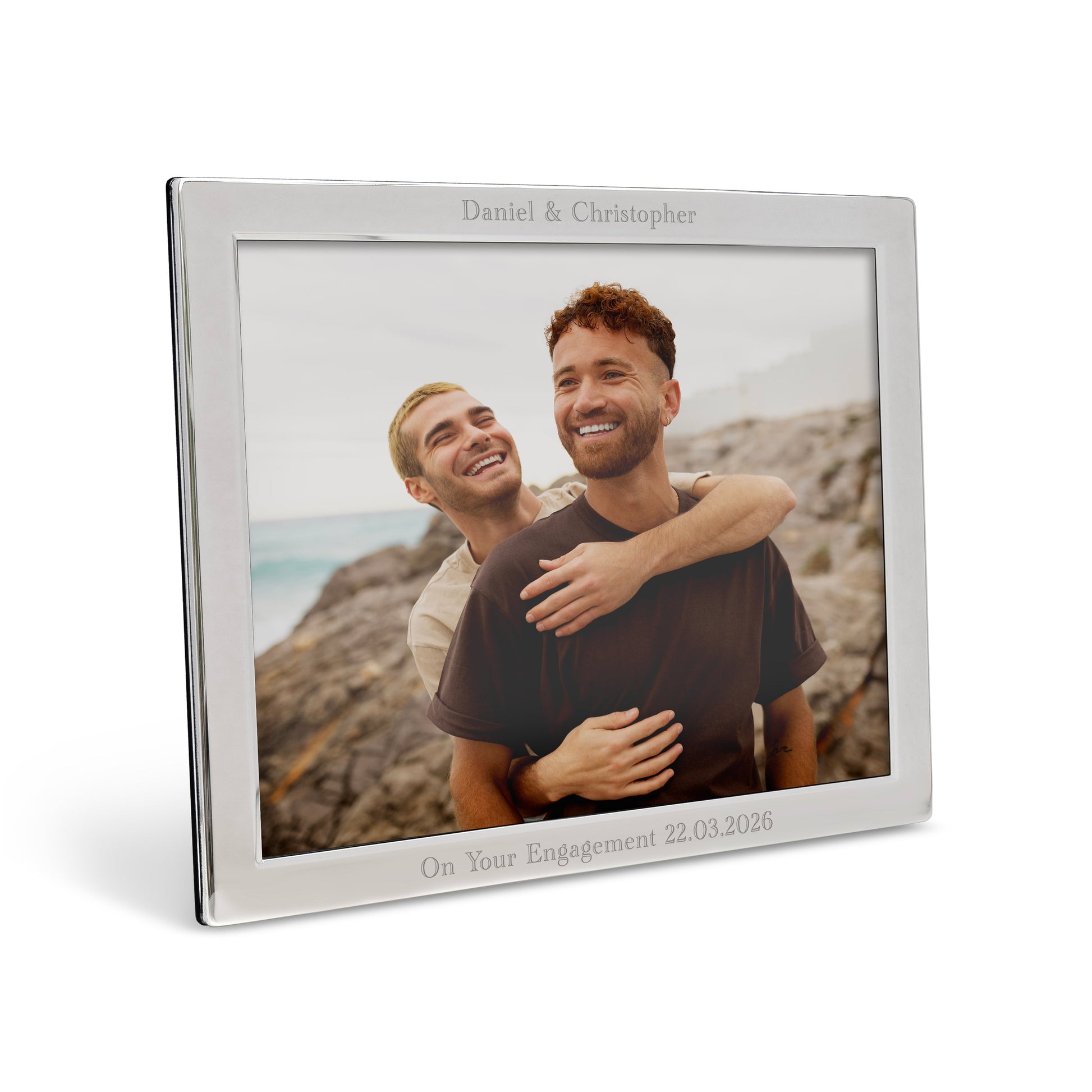 : Personalized Silver Landscape Picture Frame | Engraved Horizontal Photo Frame