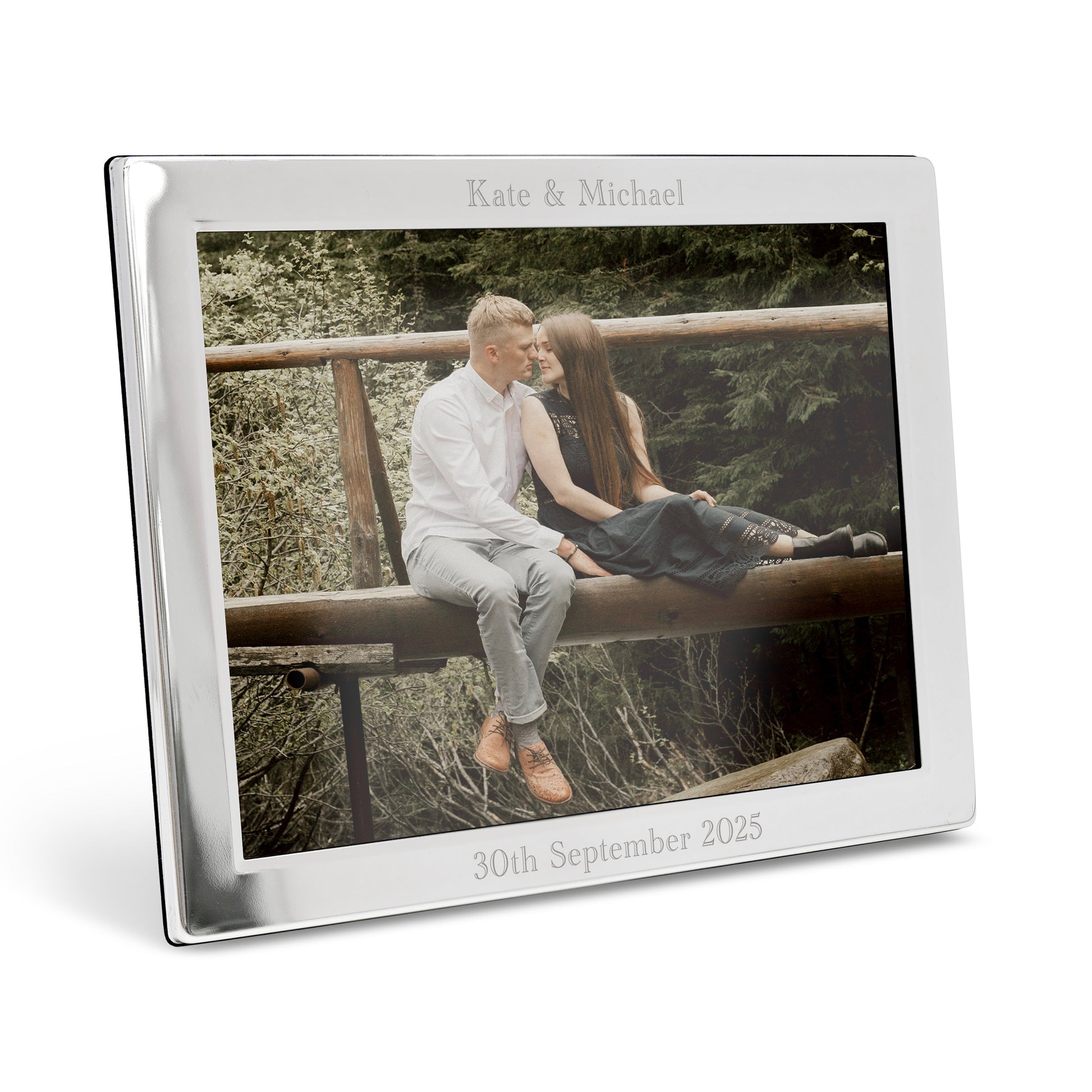 : Personalized Silver Landscape Picture Frame | Engraved Horizontal Photo Frame