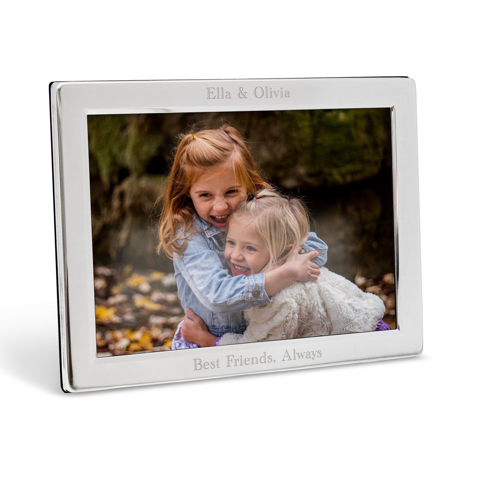: Personalized Silver Landscape Picture Frame | Engraved Horizontal Photo Frame
