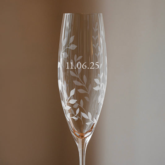 Personalized Floral Crystal Champagne Flutes - Set of 2